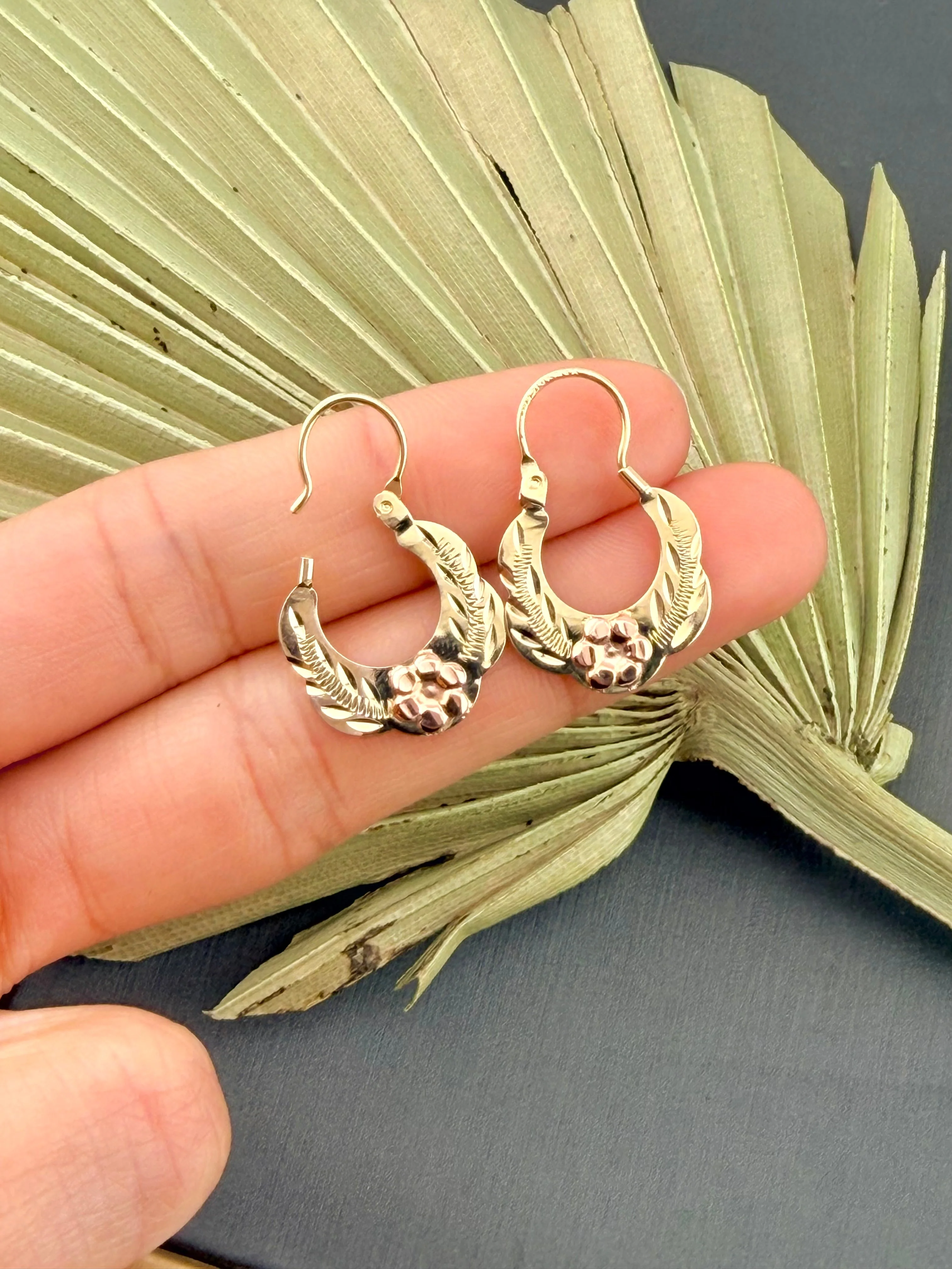 10kt Gold hoop earrings | Basket hoops real gold | Mexican gold jewelry - Image 2