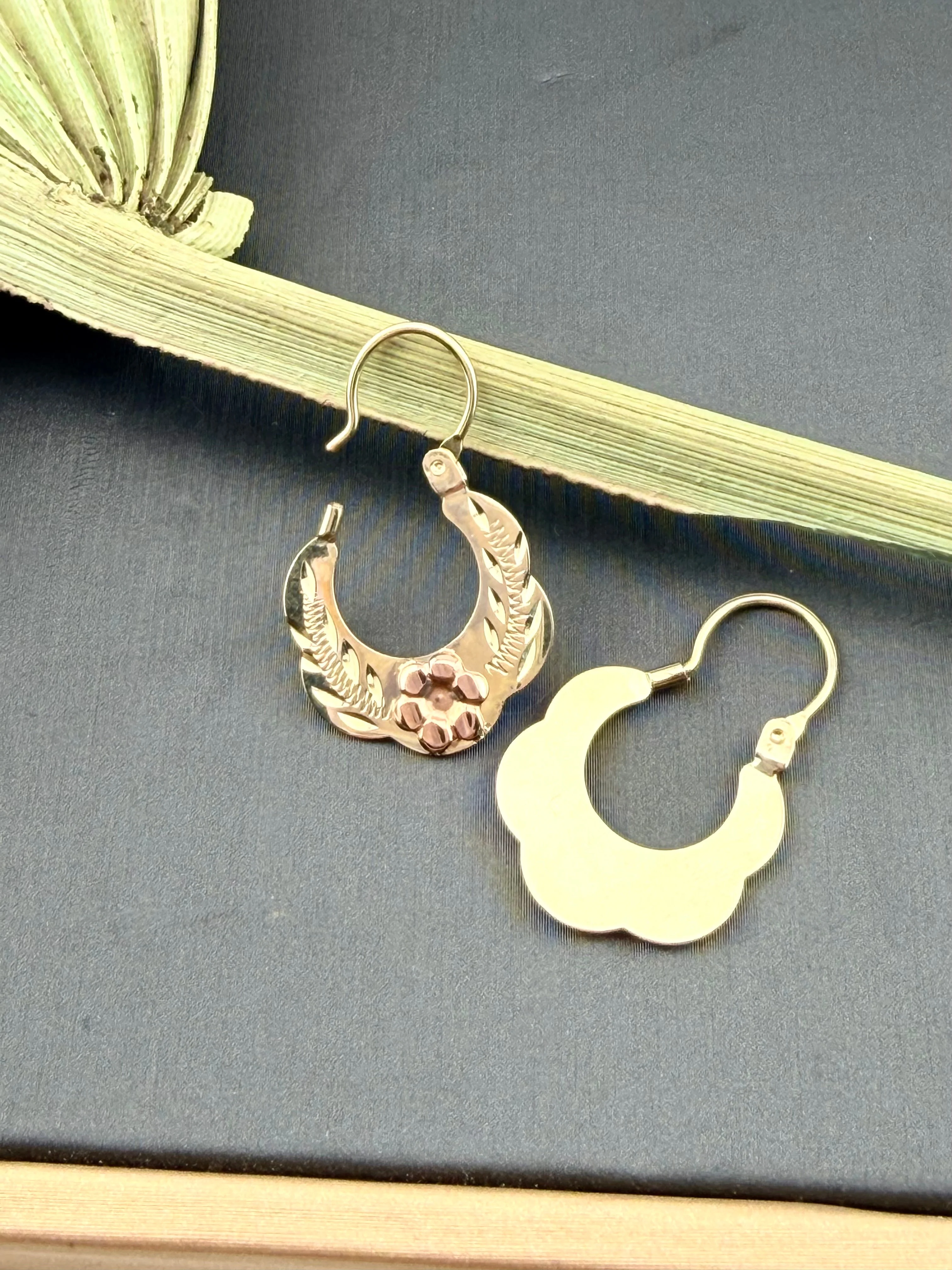 10kt Gold hoop earrings | Basket hoops real gold | Mexican gold jewelry - Image 3