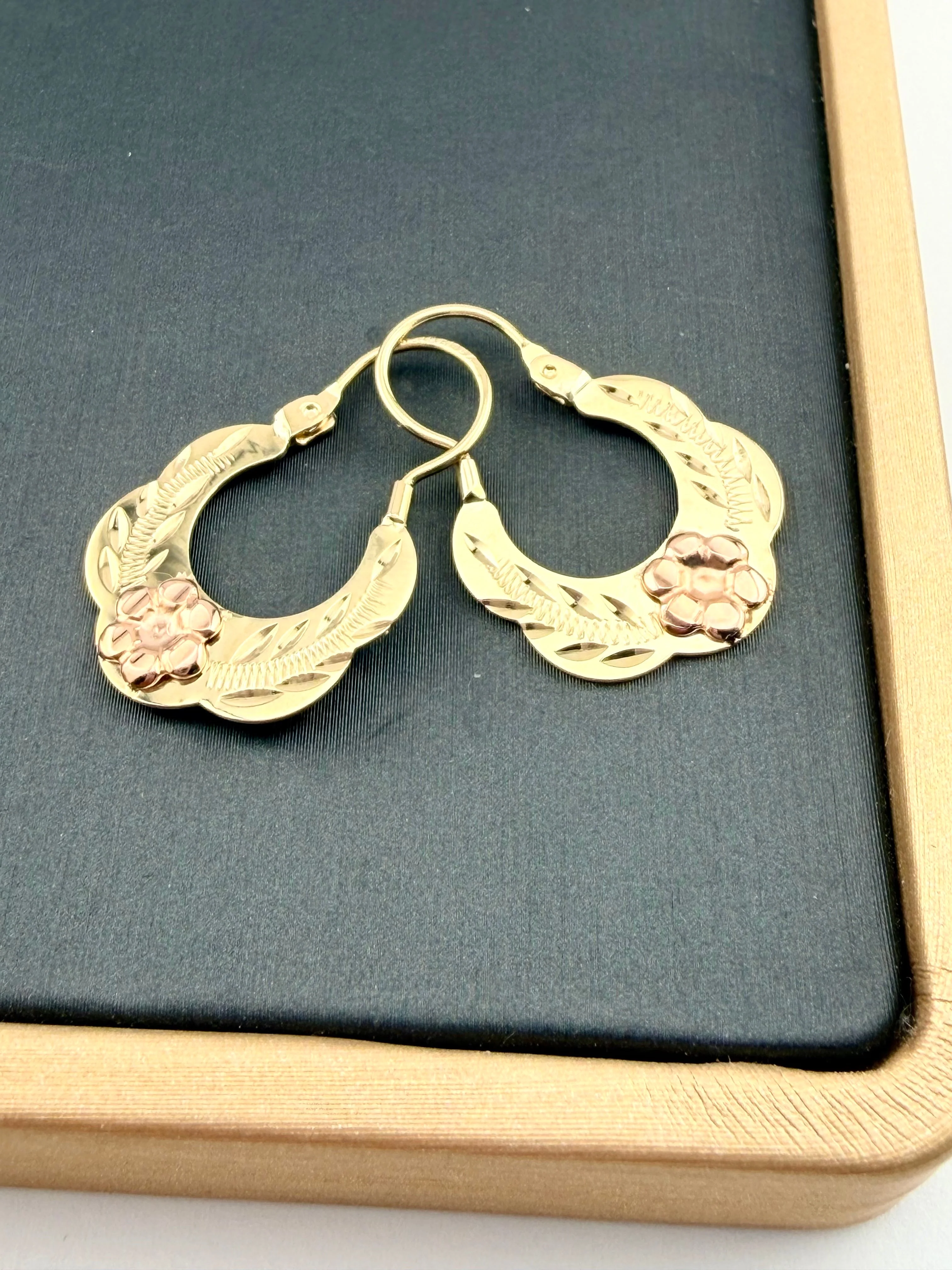 10kt Gold hoop earrings | Basket hoops real gold | Mexican gold jewelry - Image 4