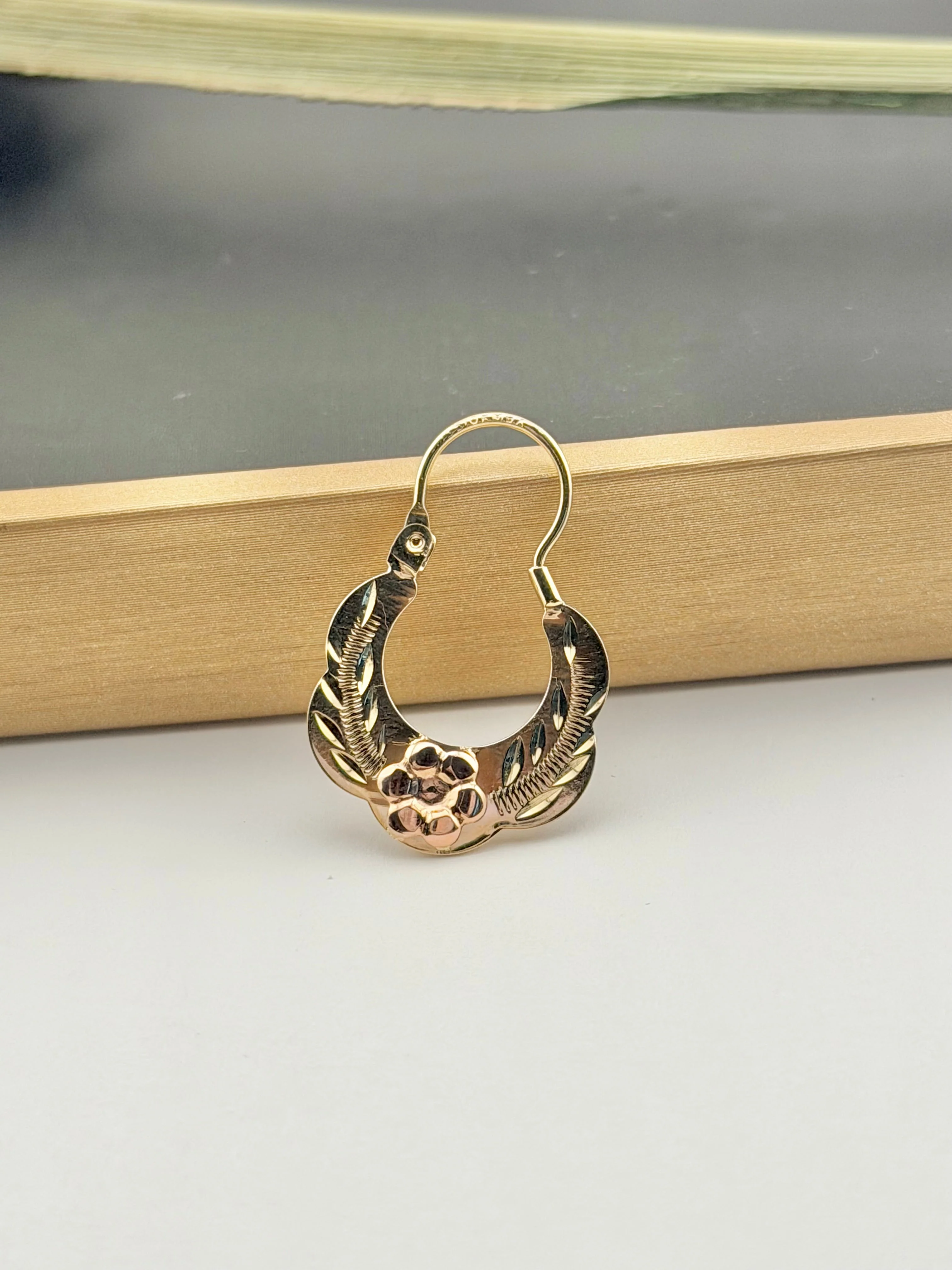 10kt Gold hoop earrings | Basket hoops real gold | Mexican gold jewelry - Image 5