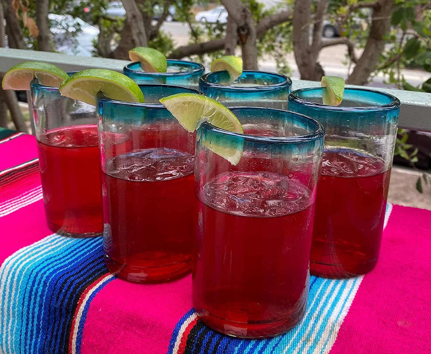 Aqua Rim Drinking Glasses - Set of 6 (14 oz each) - Image 4