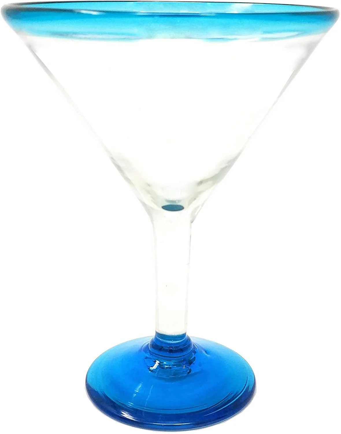 Aqua Rim Modern Margarita Glasses - Martini Style - Set of 4 (12 oz) - Image 5