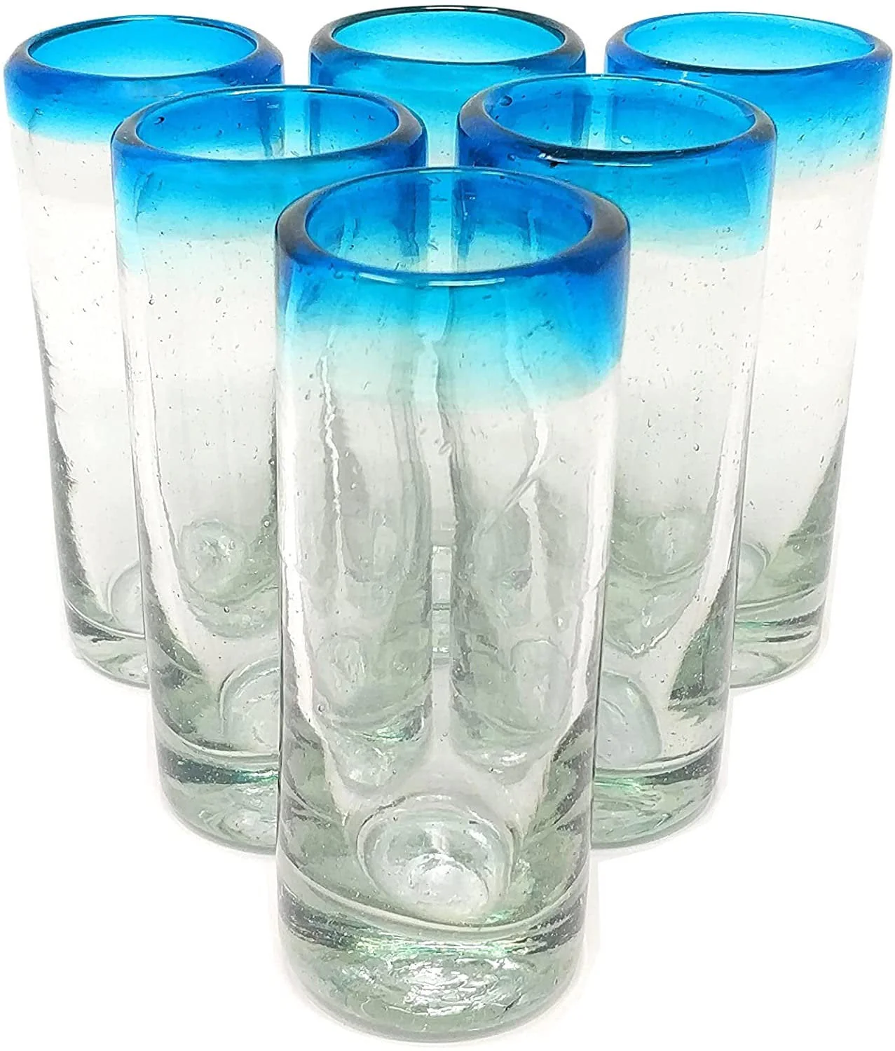 Aqua Rim Tequila Shot Glasses - Set of 6 (2 oz each)
