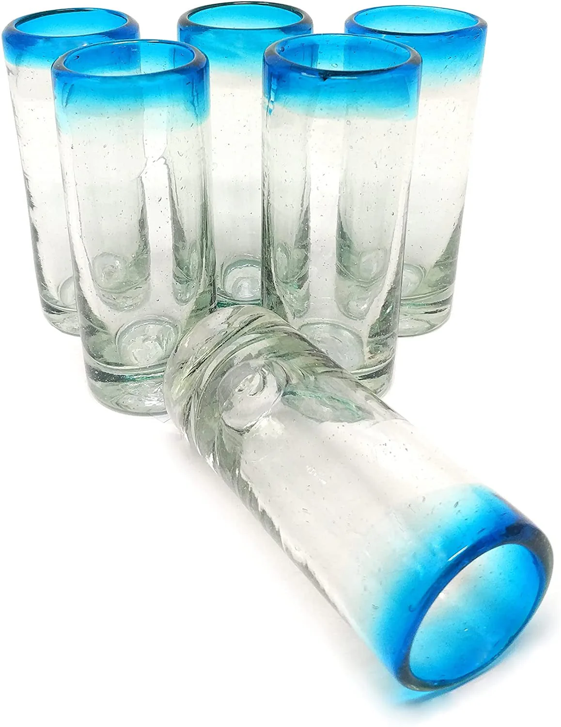 Aqua Rim Tequila Shot Glasses - Set of 6 (2 oz each) - Image 5