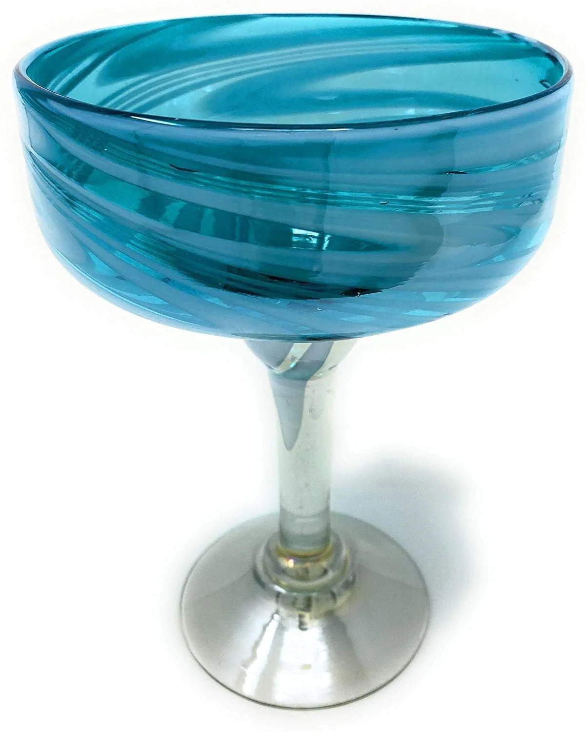 Aqua Swirl Design Margarita Glasses- Set of 4 (16 oz each) - Image 5