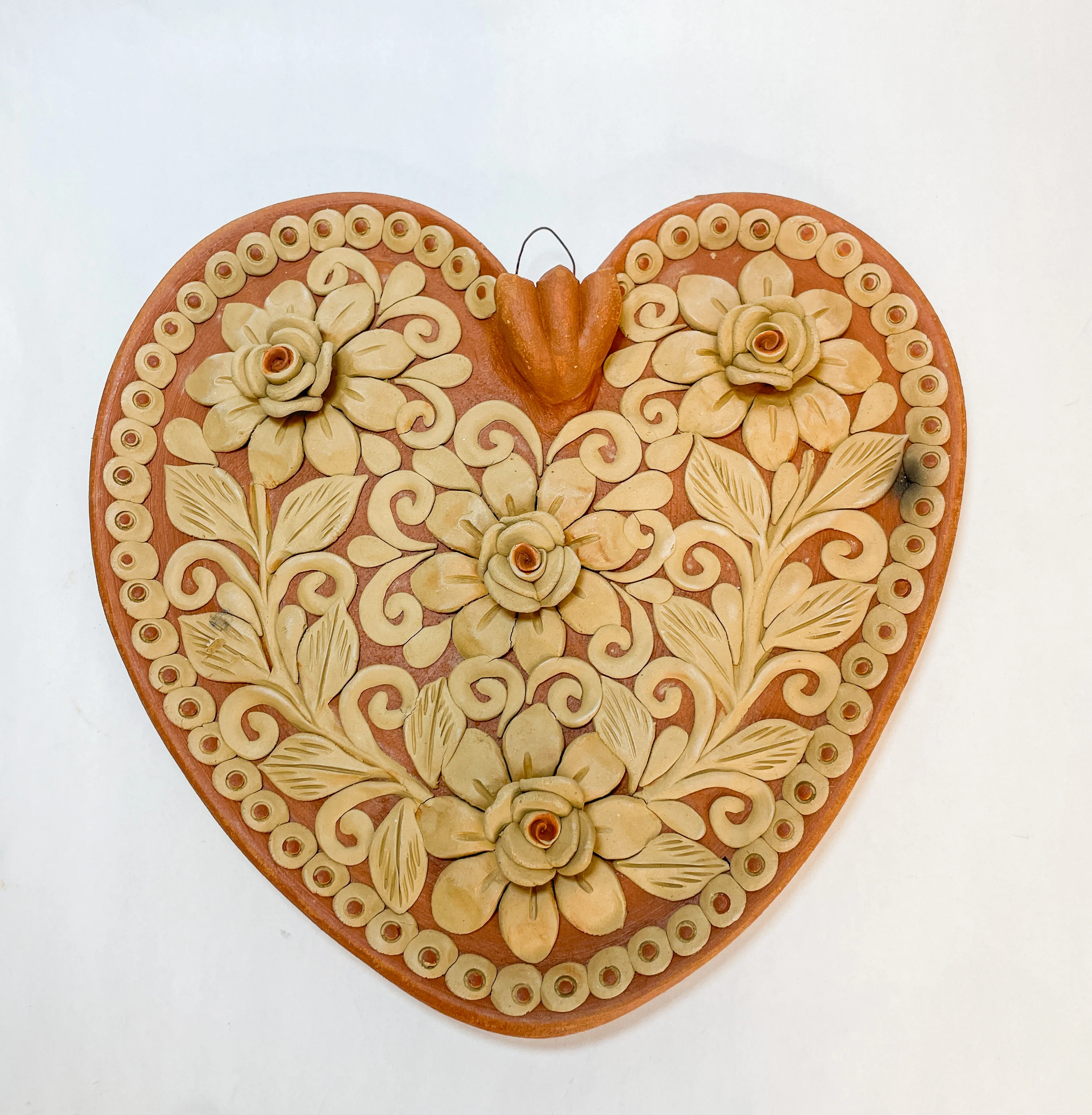 Oaxaca Wall Heart 9 INCHES Corazon de Barro Bordado De Pared - Image 9