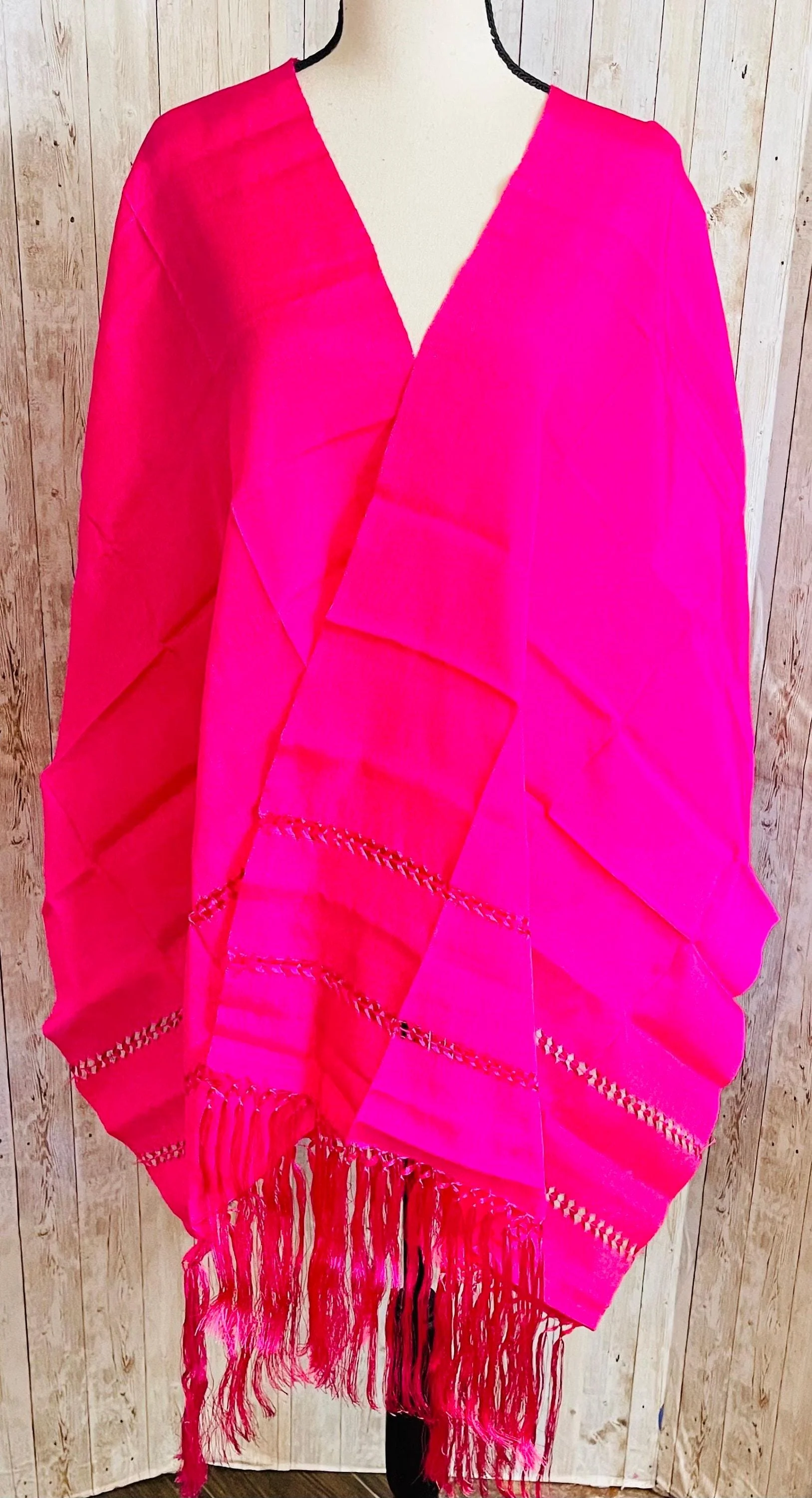 Mexican Rebozo Silk Hot Pink - Reboso Mexicano De Artiseda - Image 2