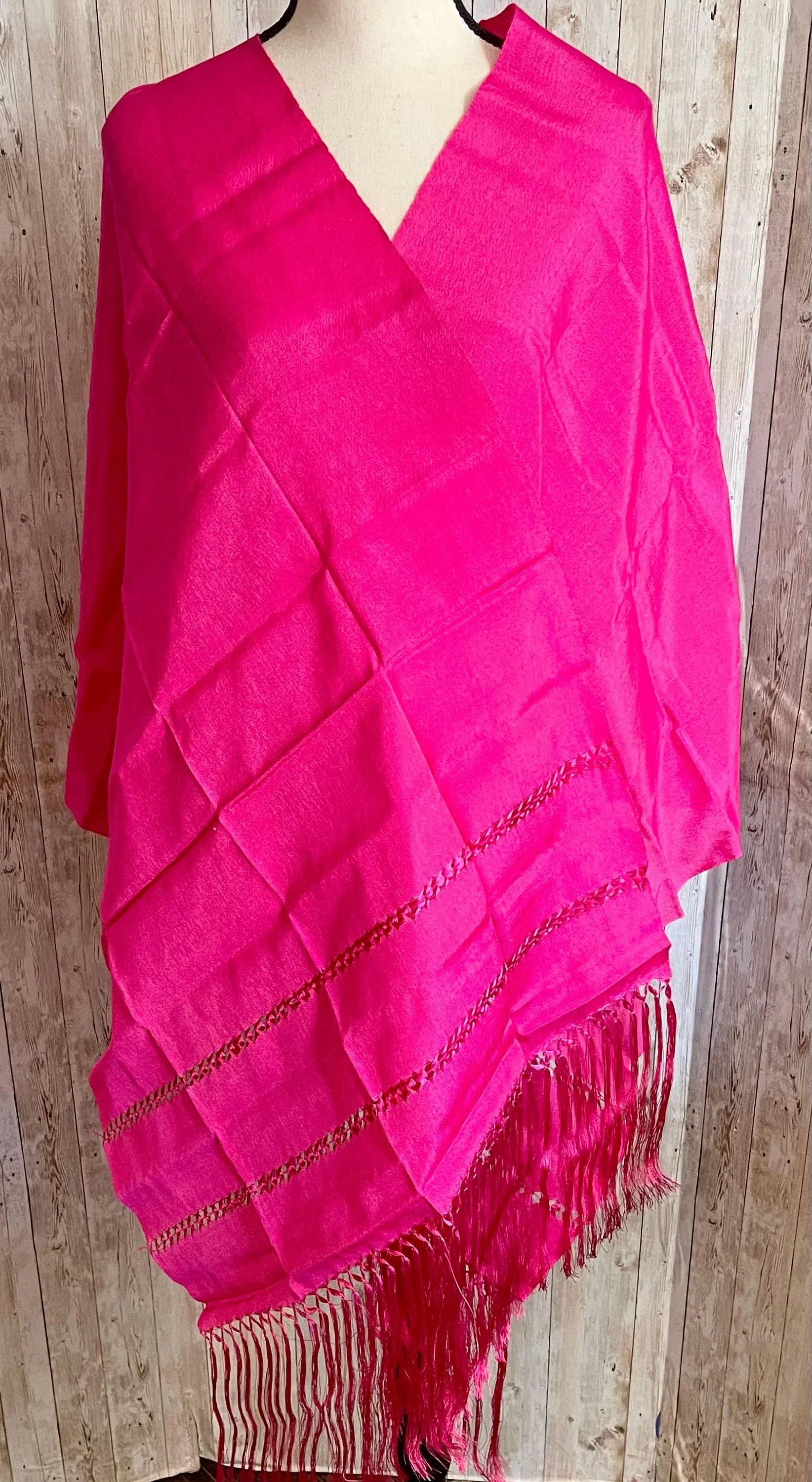 Mexican Rebozo Silk Hot Pink - Reboso Mexicano De Artiseda - Image 3