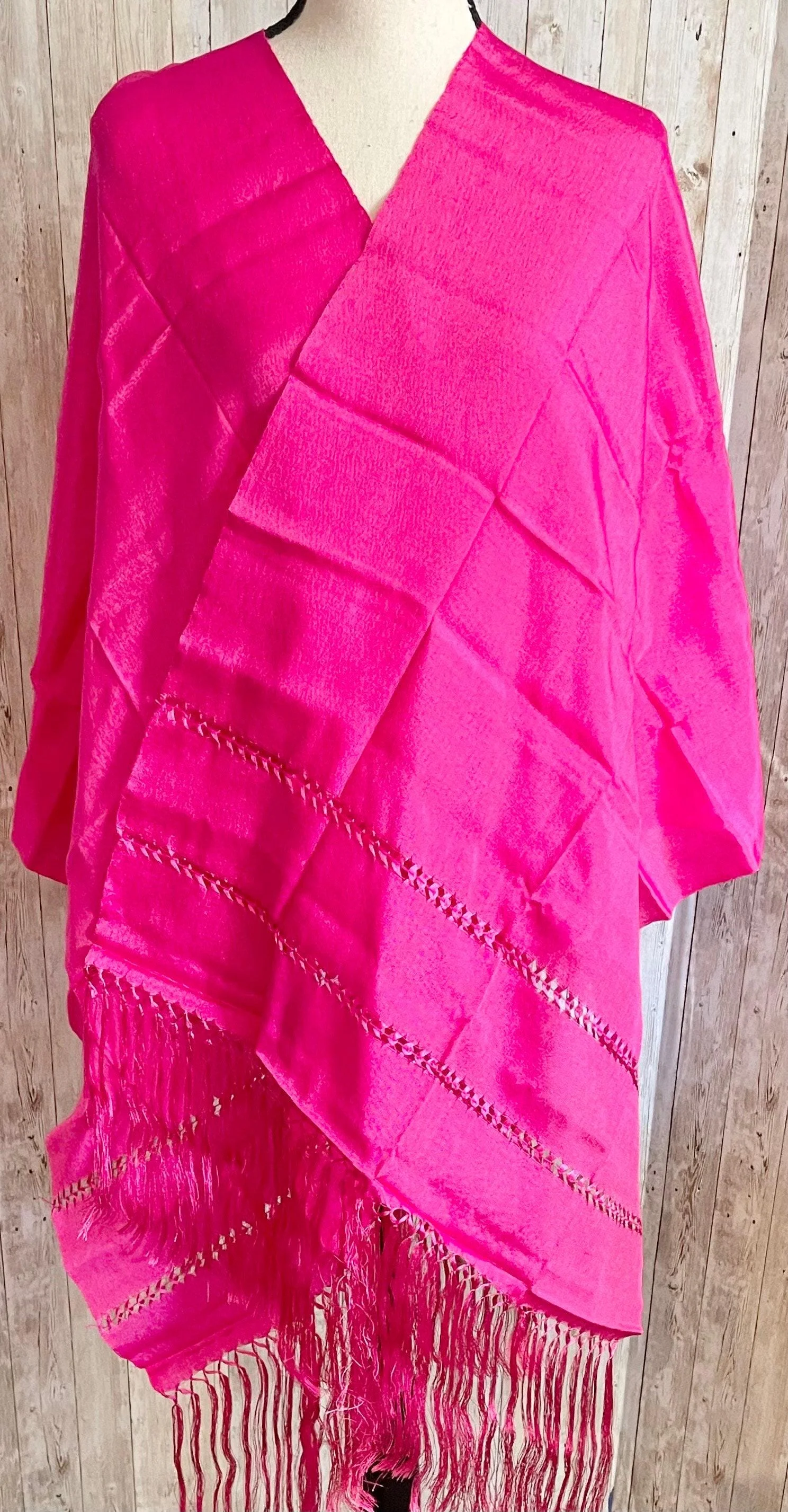 Mexican Rebozo Silk Hot Pink - Reboso Mexicano De Artiseda - Image 6