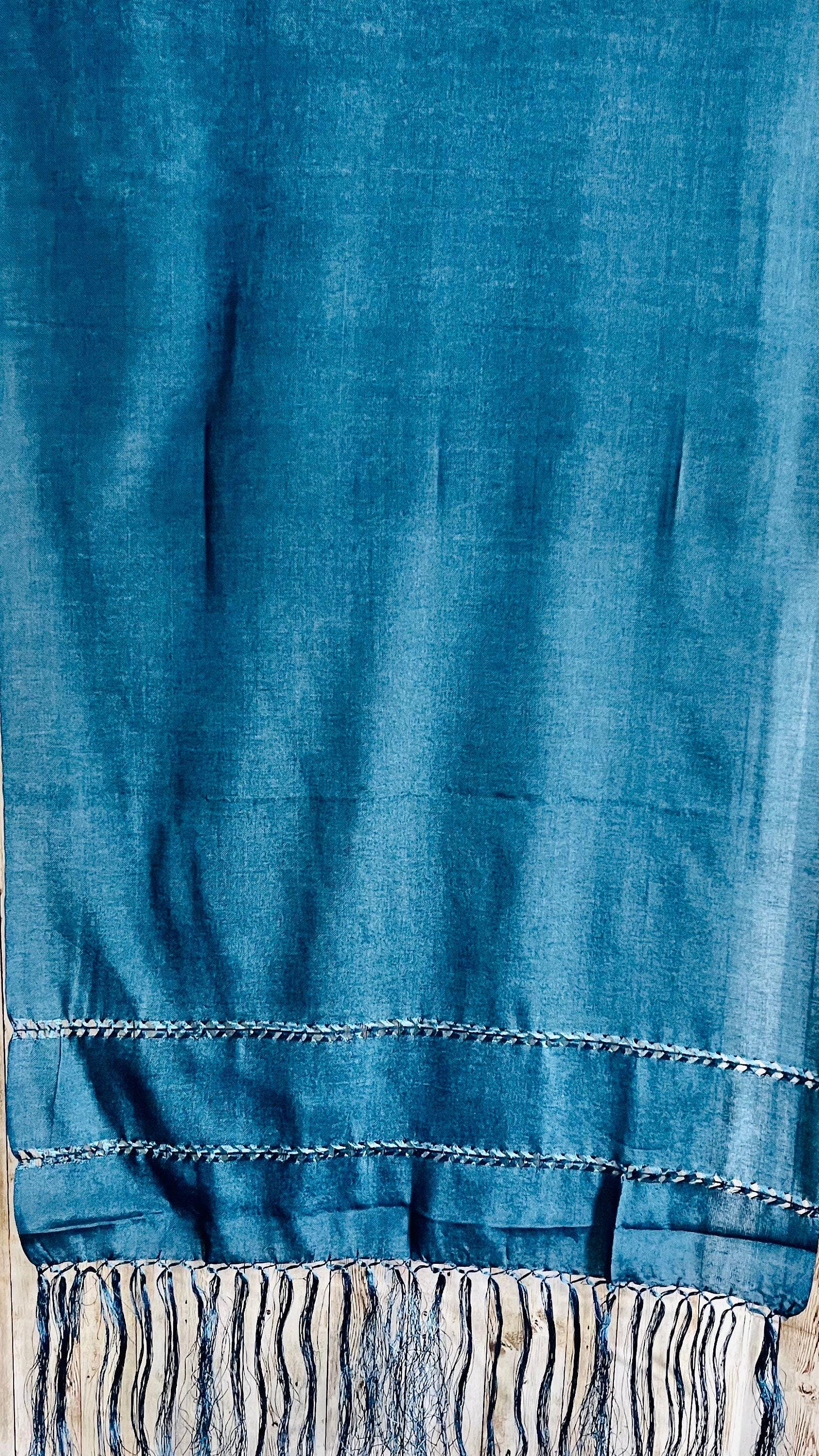 Mexican Shawl Silk Wrap Blue - Reboso - Image 8