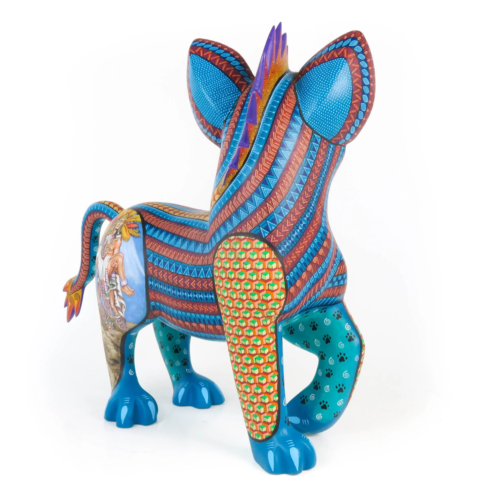Aztec Xoloitzcuintle Dog - Oaxacan Alebrije Wood Carving - Image 4