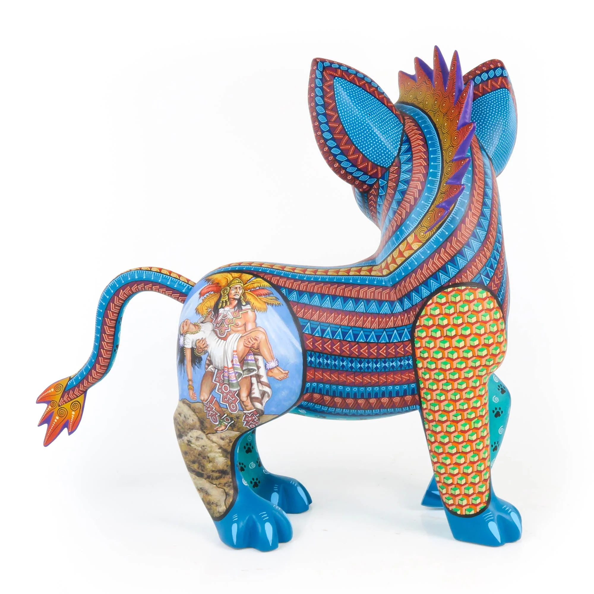 Aztec Xoloitzcuintle Dog - Oaxacan Alebrije Wood Carving - Image 5