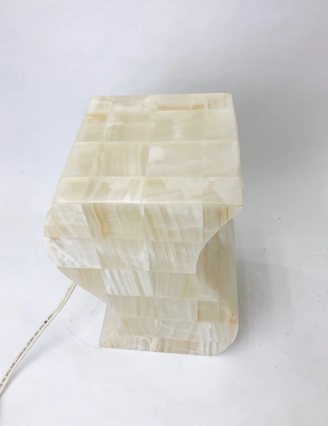 Banded Onyx S Shaped 12" Table Lamp Marble Lamp - Lampara Marmol - Image 5