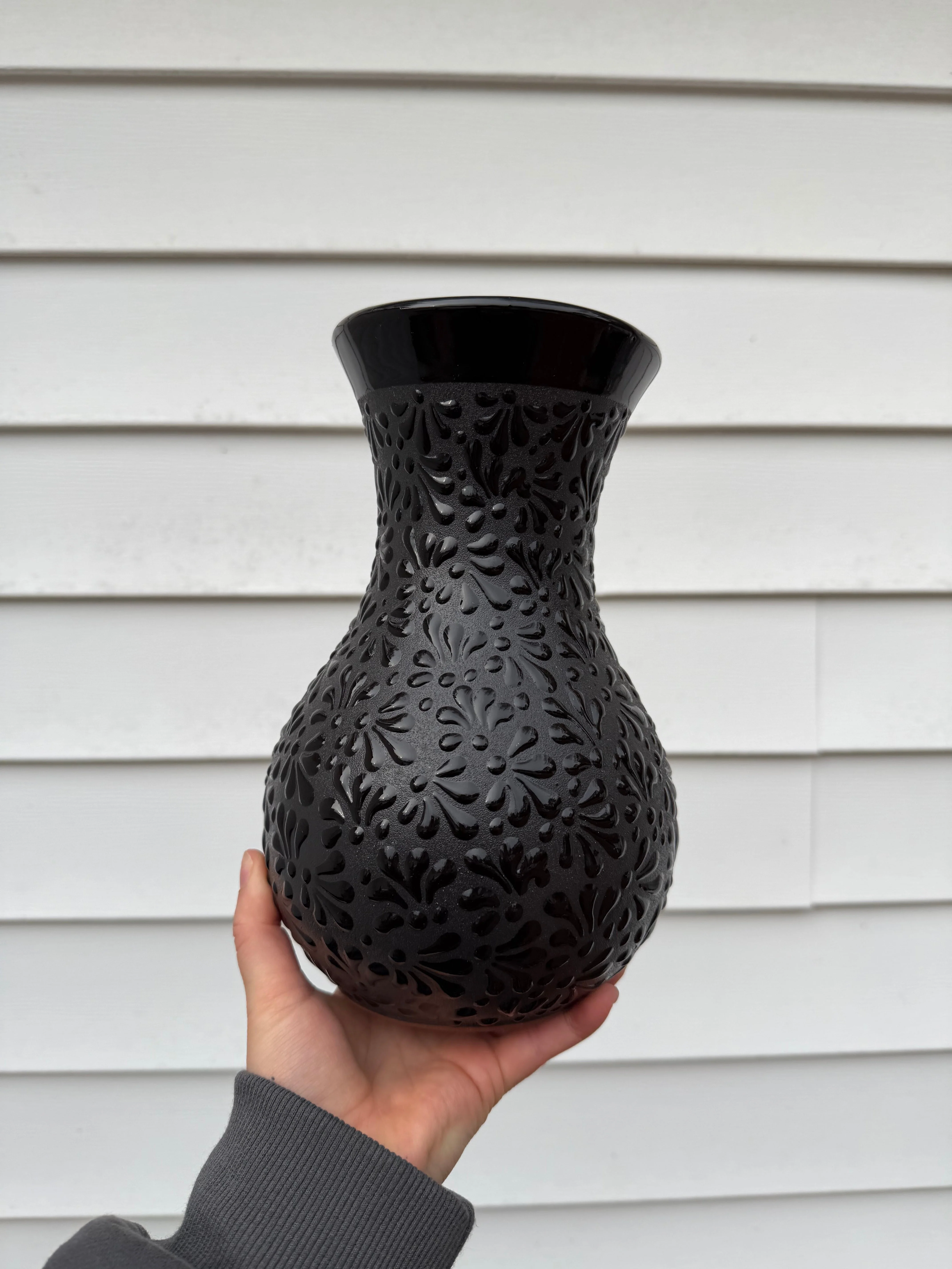 Talavera Style Black Clay Vase - Florero Negro - Image 2