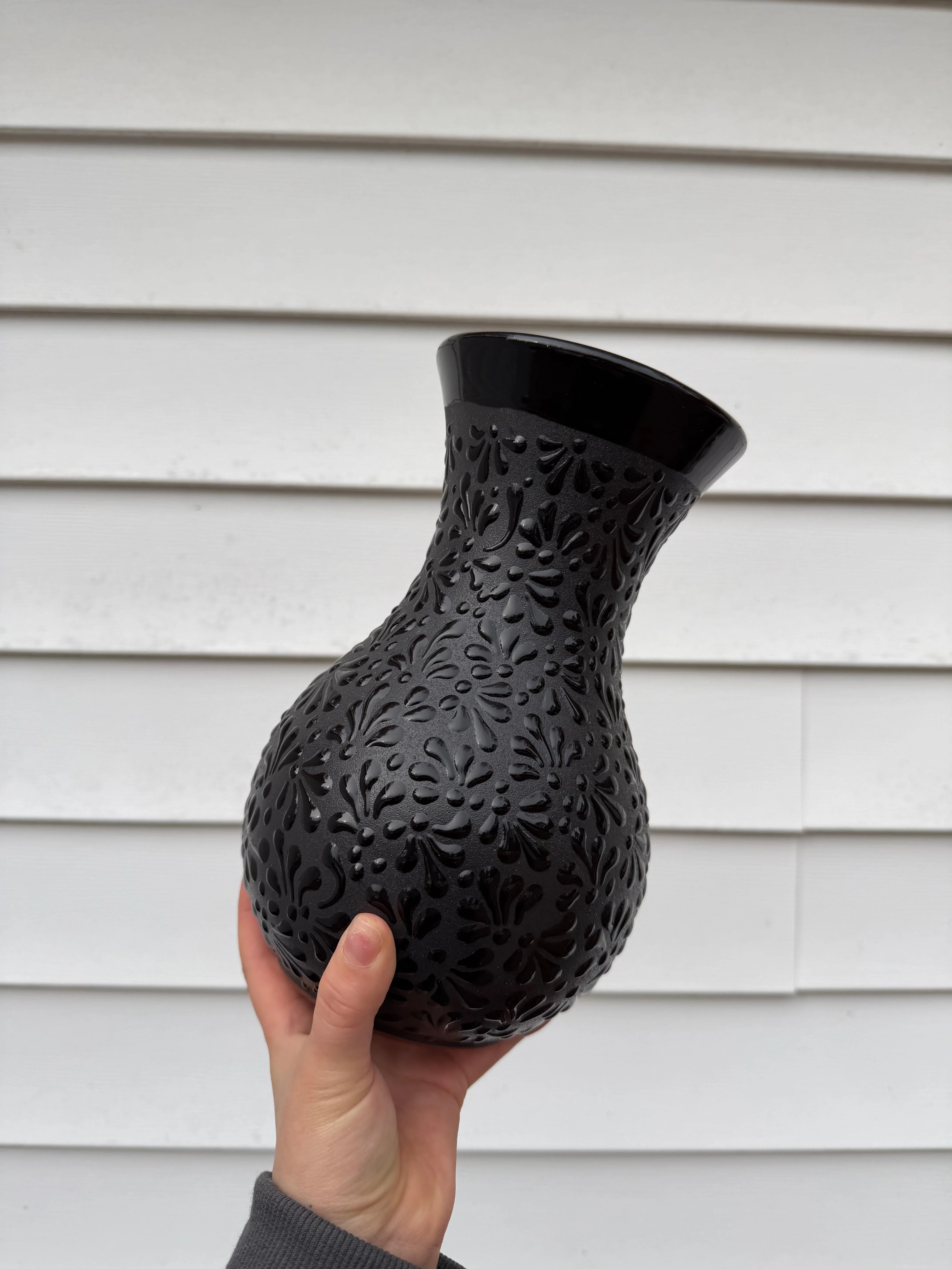 Talavera Style Black Clay Vase - Florero Negro - Image 3