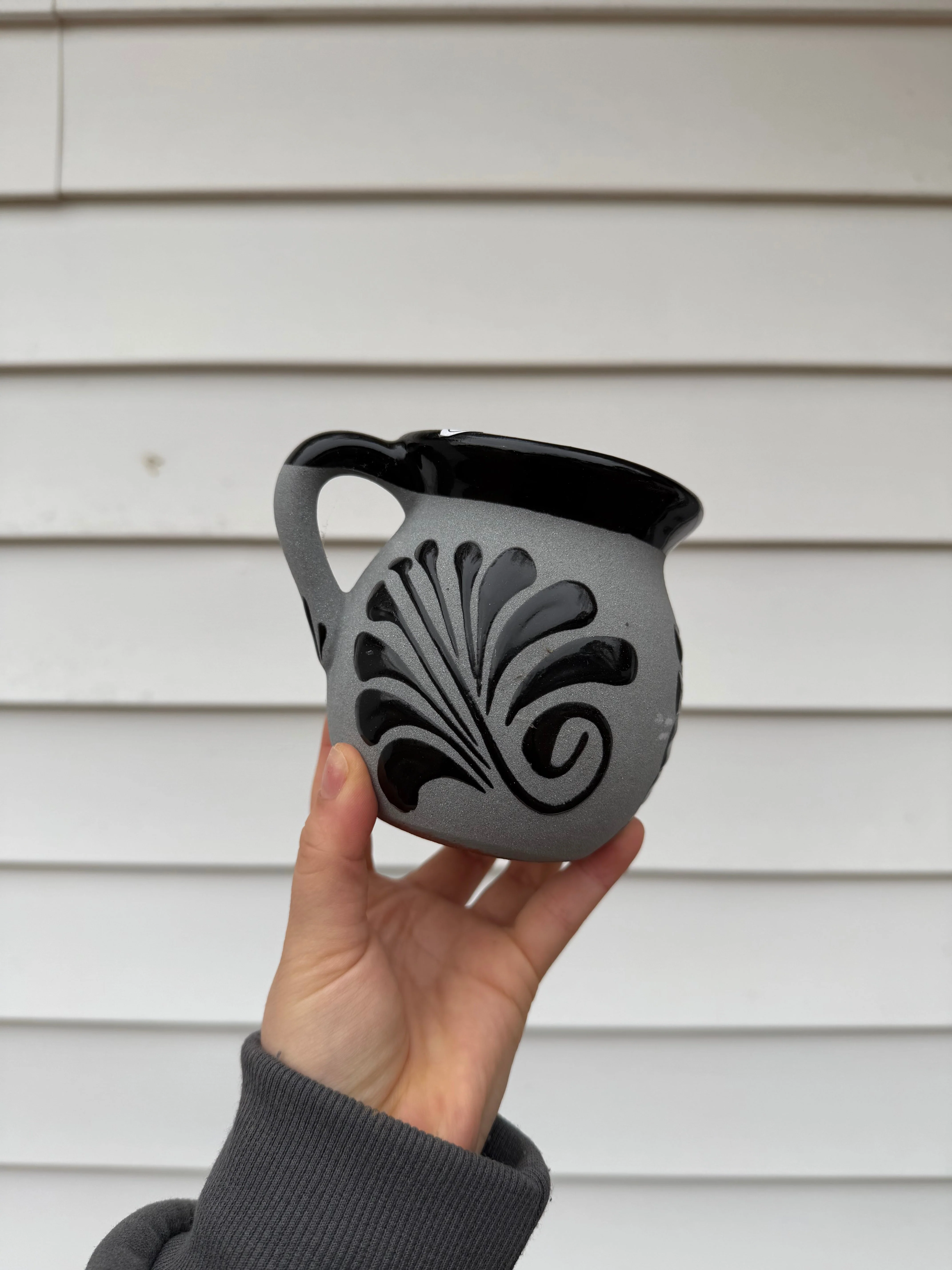 Talavera Style Black & Gray Coffee Mug - Barro Taza Jarrett - Image 2