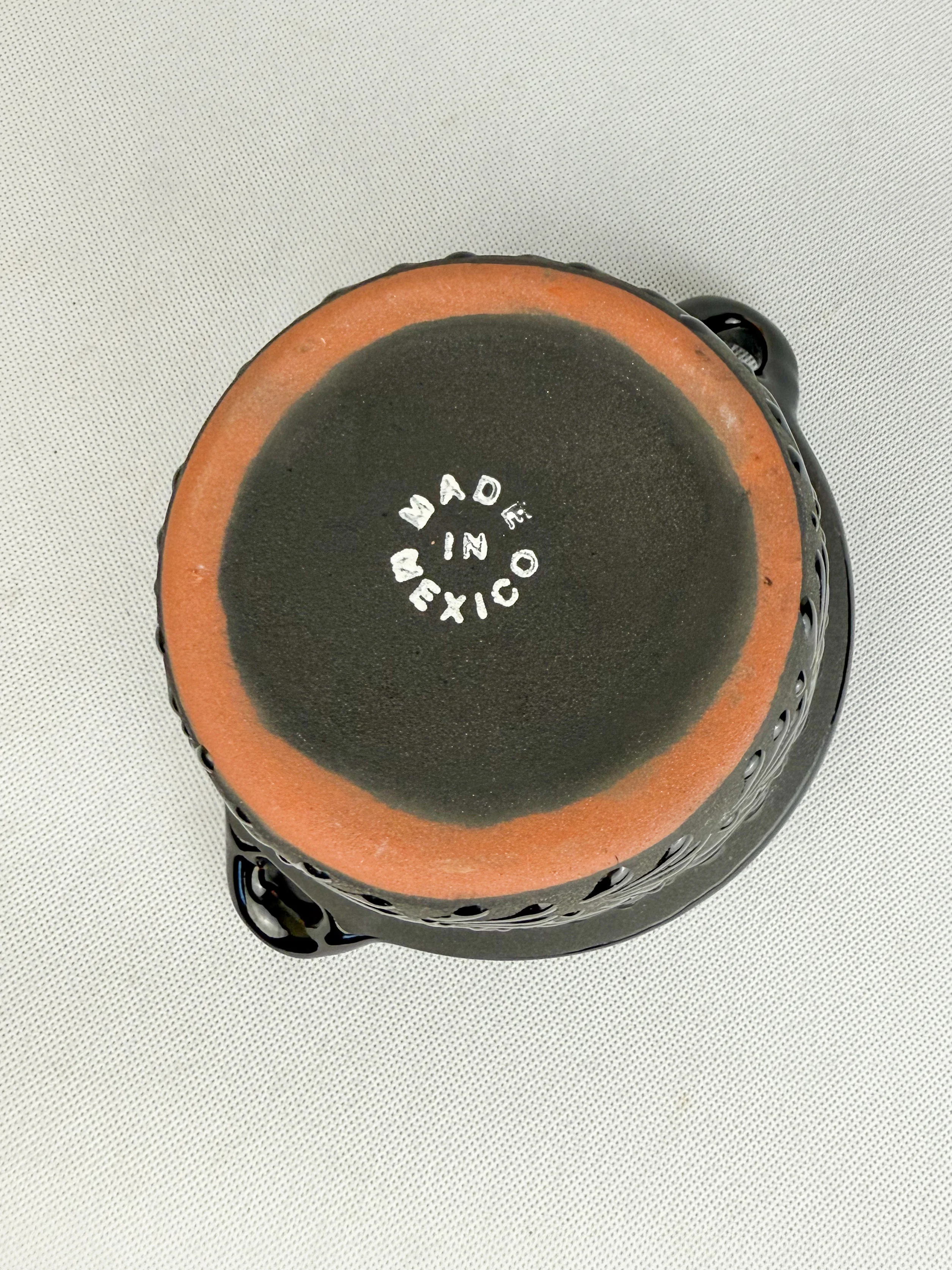 Black Talavera Style Bowl - Cazuela Cazo Engobe - Image 3