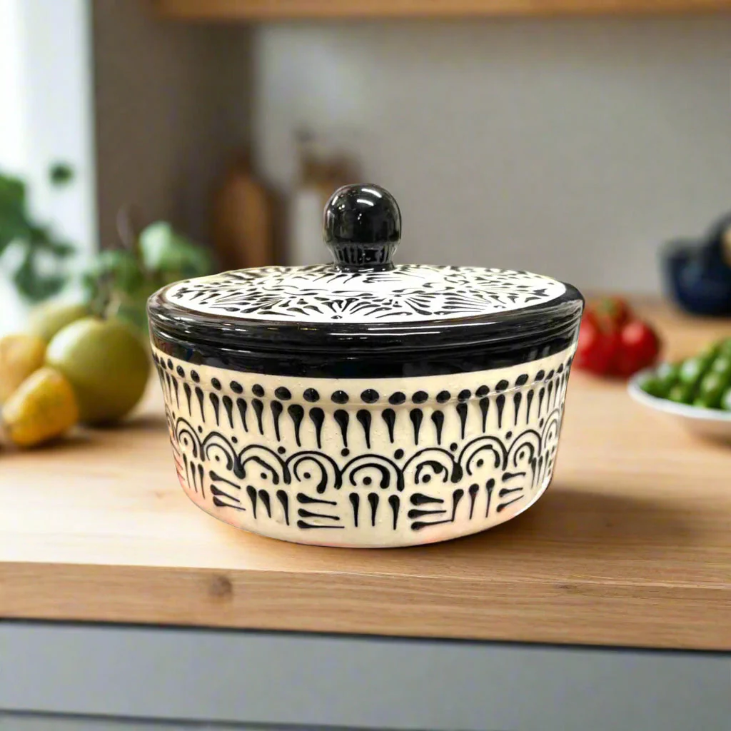 Black Talavera Tortilla Warmer - Tortillero Negro - Image 2