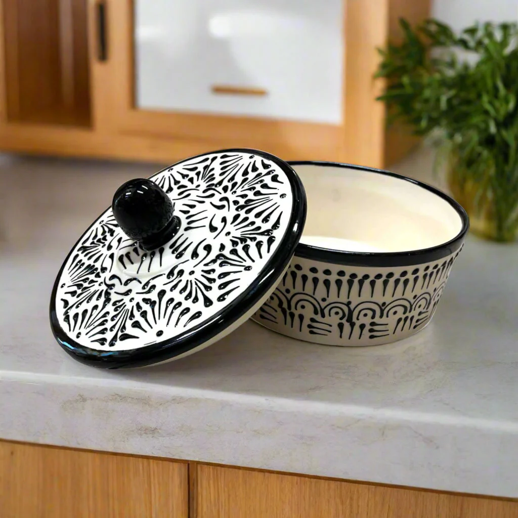 Black Talavera Tortilla Warmer - Tortillero Negro - Image 3
