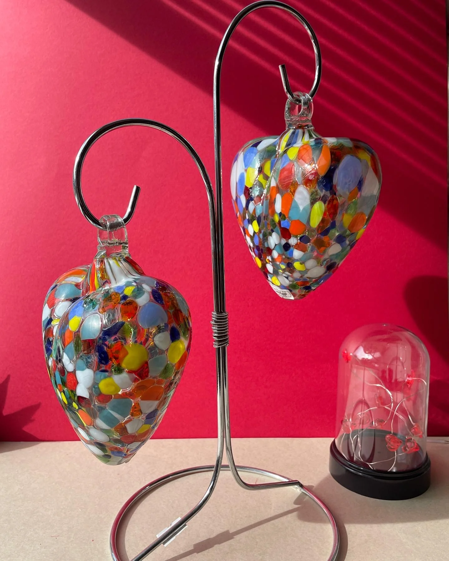 Mexican 5 Inch Glass Hearts With Stand - Corazones Con Base - Image 3