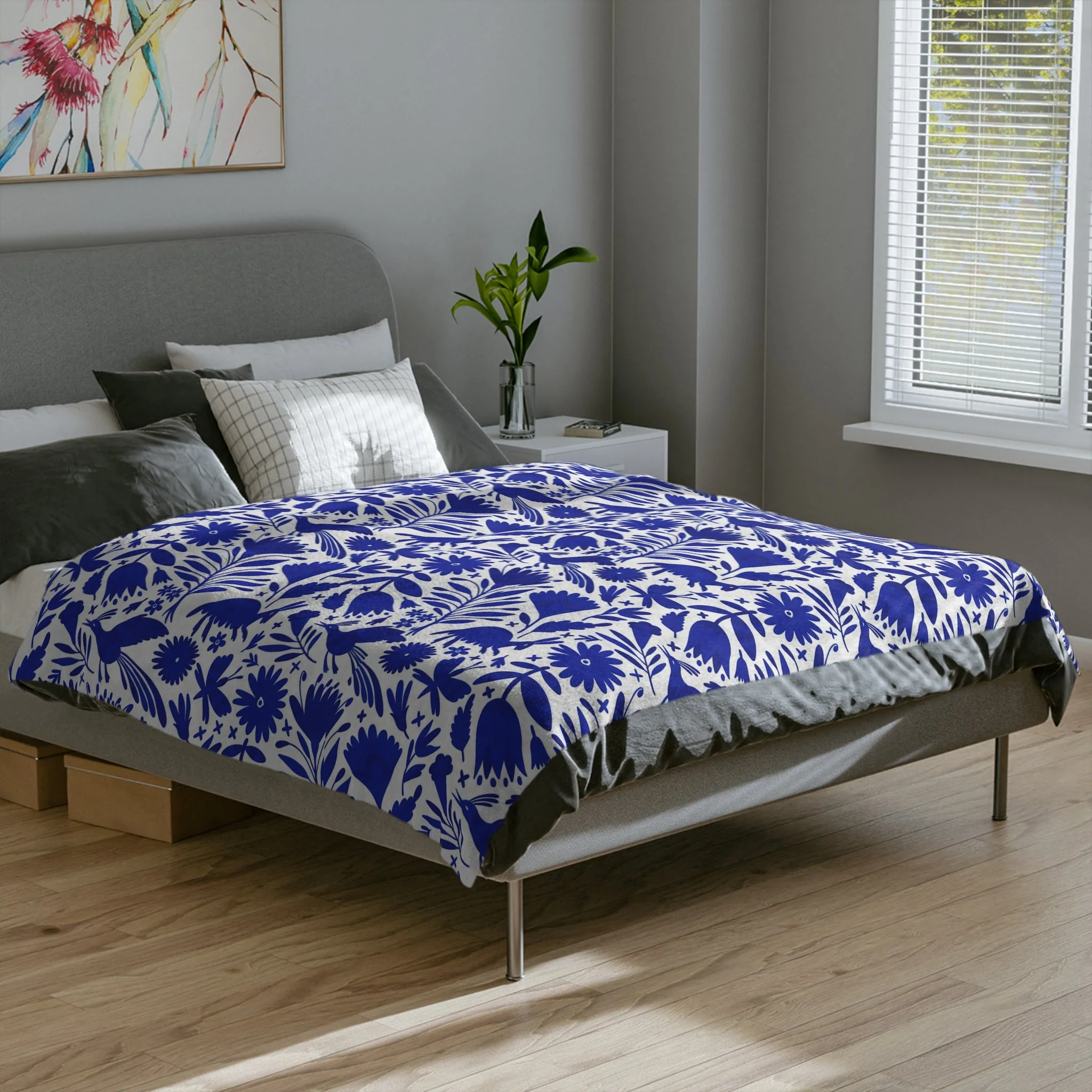 Blue and white Talavera Blanket - Cobija Talavera Azul - Image 13