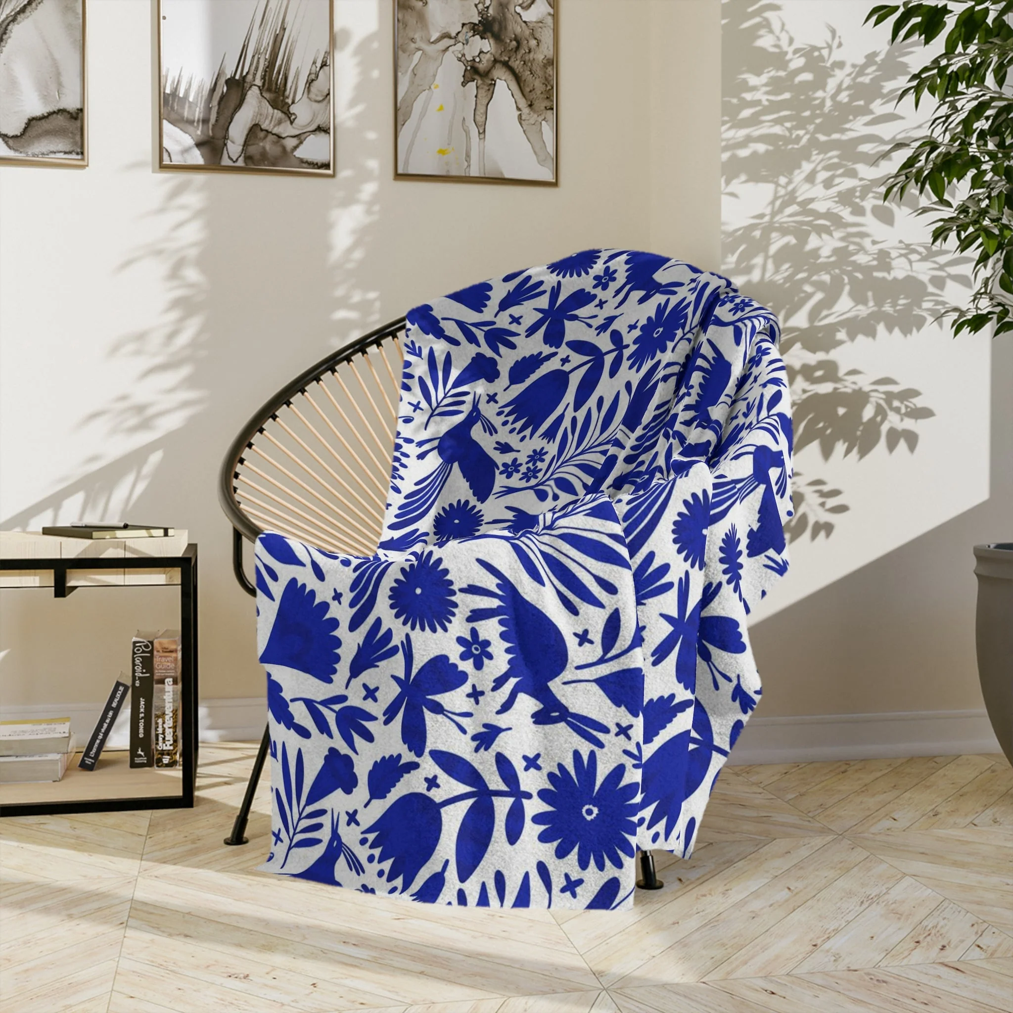Blue and white Talavera Blanket - Cobija Talavera Azul - Image 4