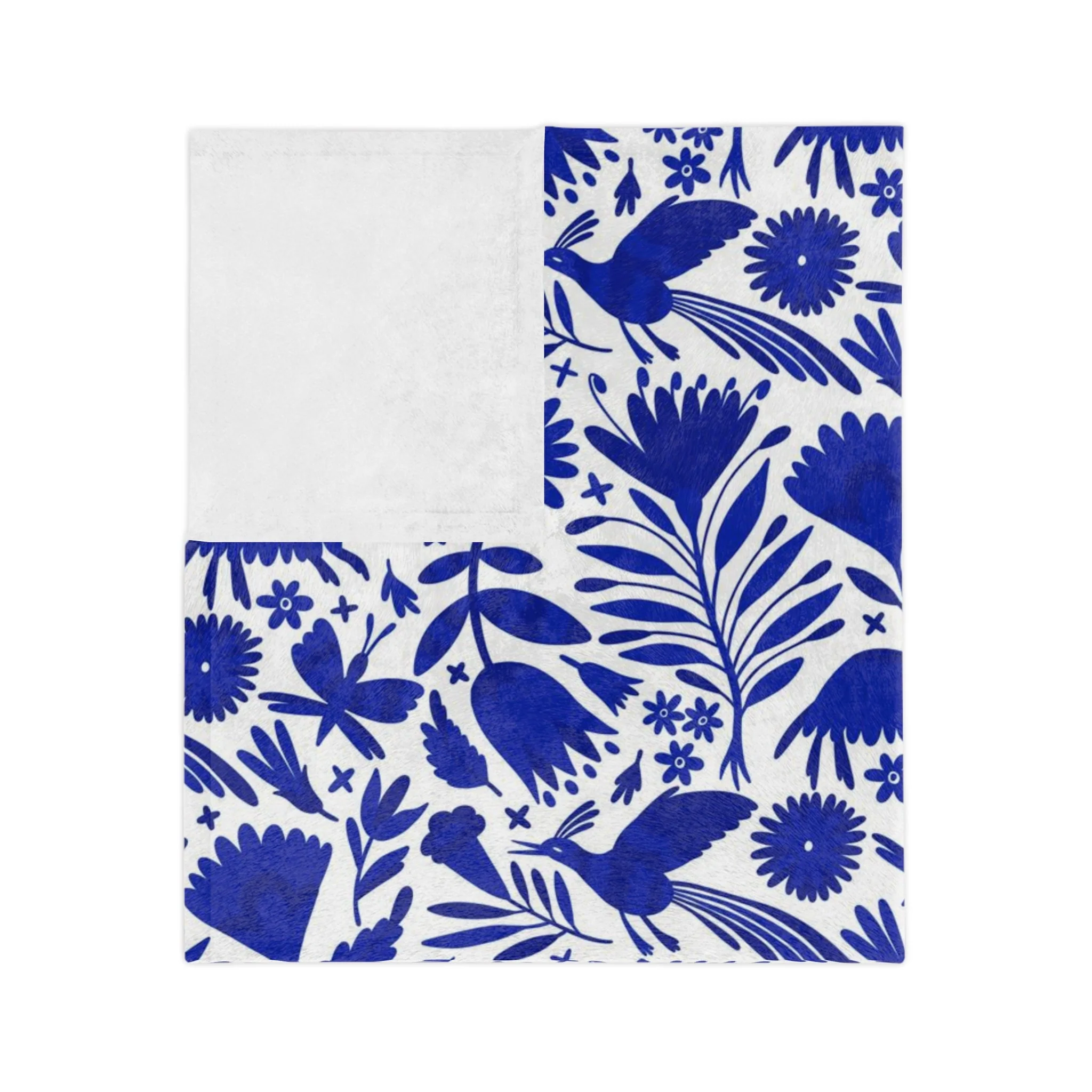 Blue and white Talavera Blanket - Cobija Talavera Azul - Image 6
