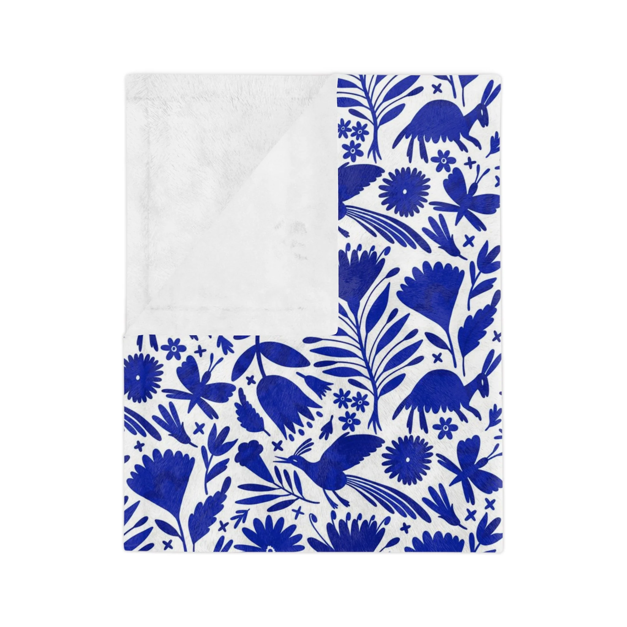 Blue and white Talavera Blanket - Cobija Talavera Azul - Image 9
