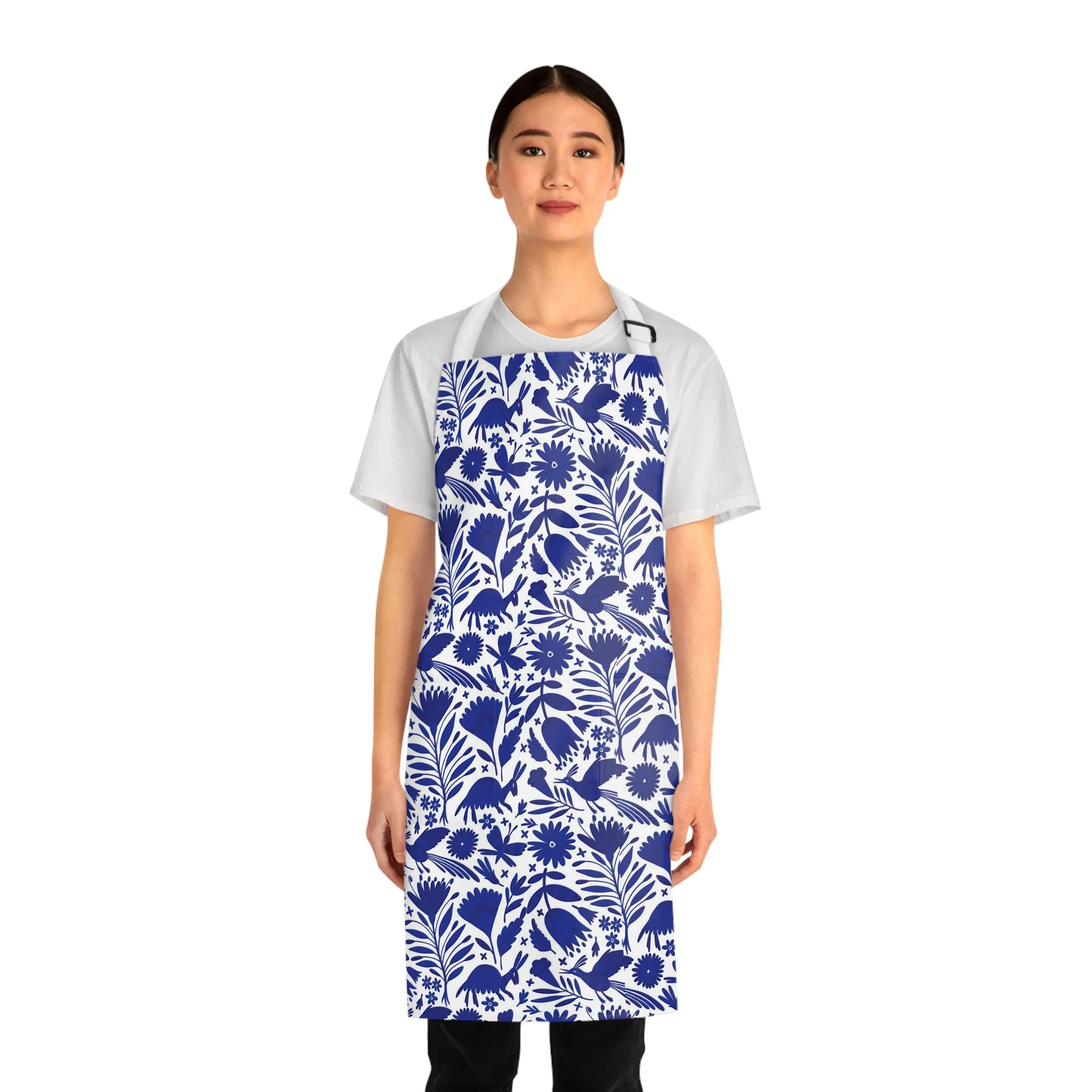 Blue And White Talavera Apron - Mandil Talavera Azul - Image 4