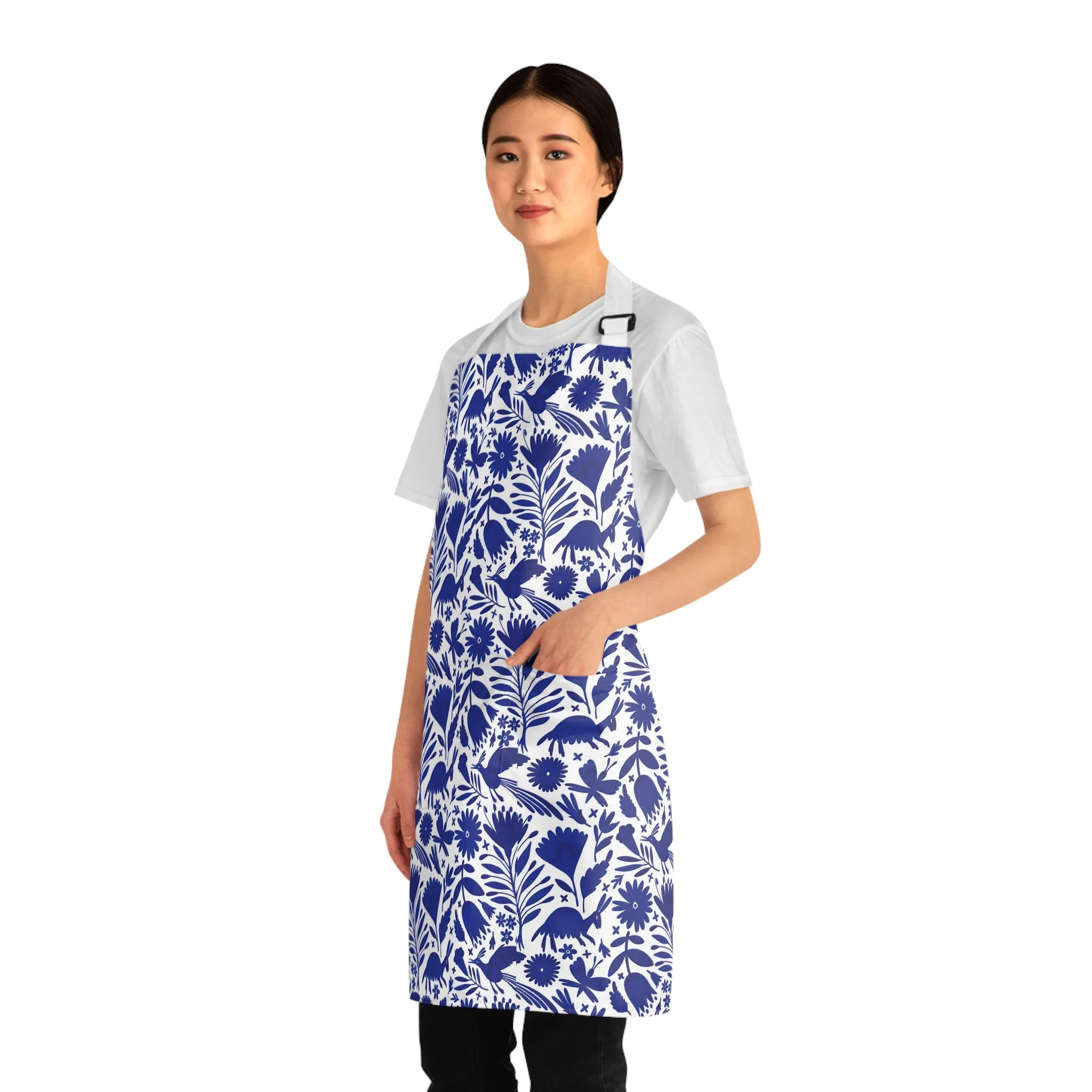 Blue And White Talavera Apron - Mandil Talavera Azul - Image 5