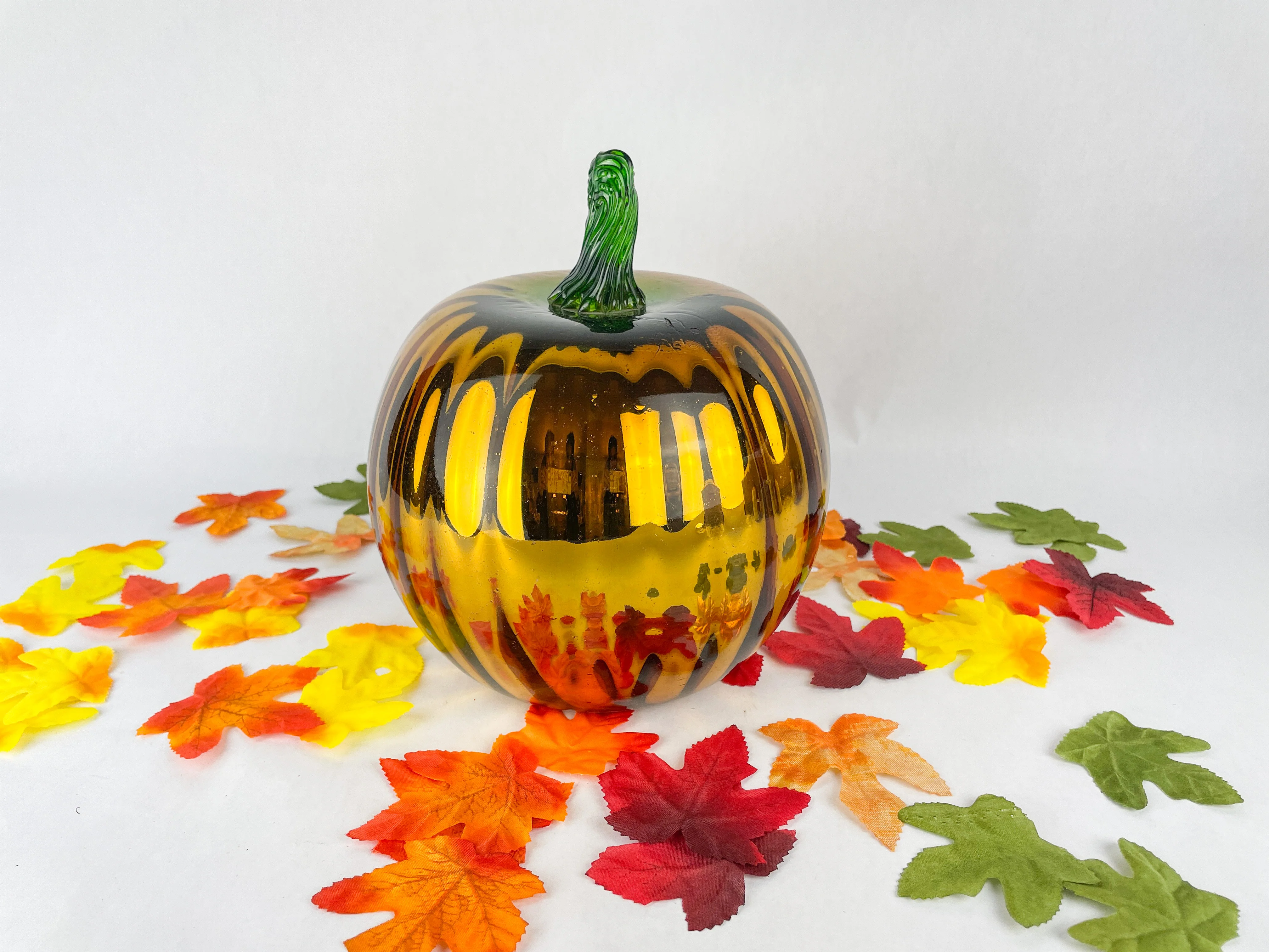 Blown Glass Decorative Pumpkins Metallic Blown Glass Silver - Image 11