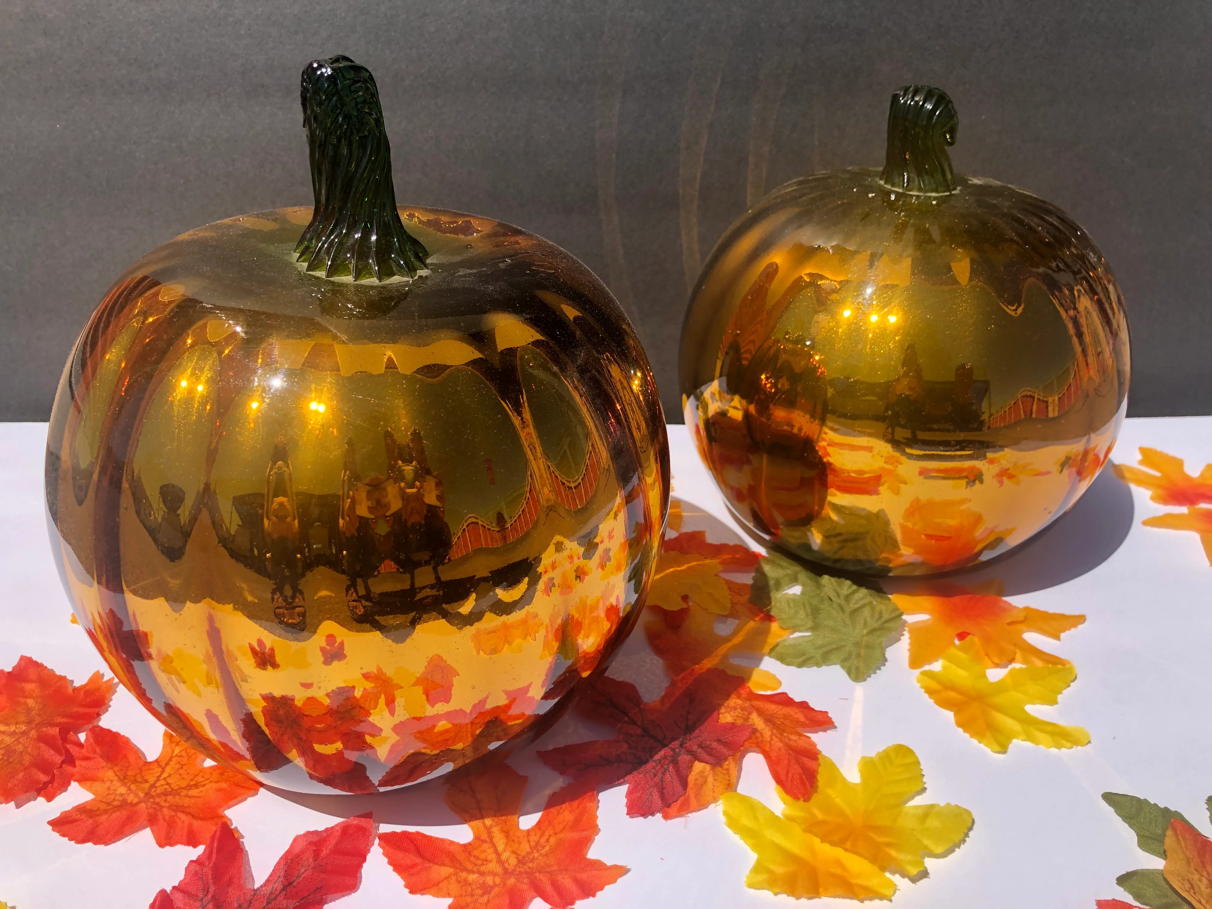 Blown Glass Decorative Pumpkins Metallic Blown Glass Silver - Image 4