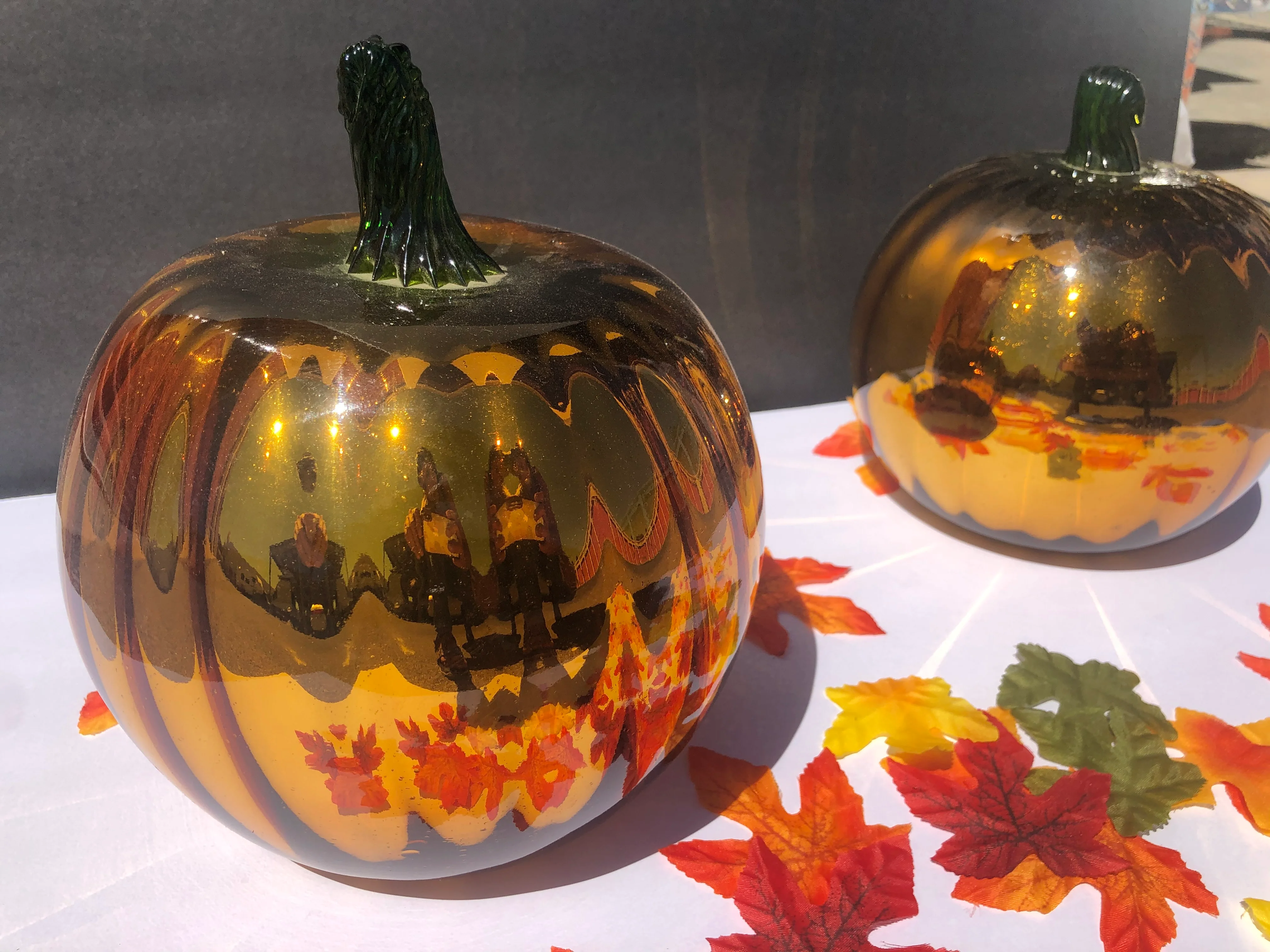 Blown Glass Decorative Pumpkins Metallic Blown Glass Silver - Image 5