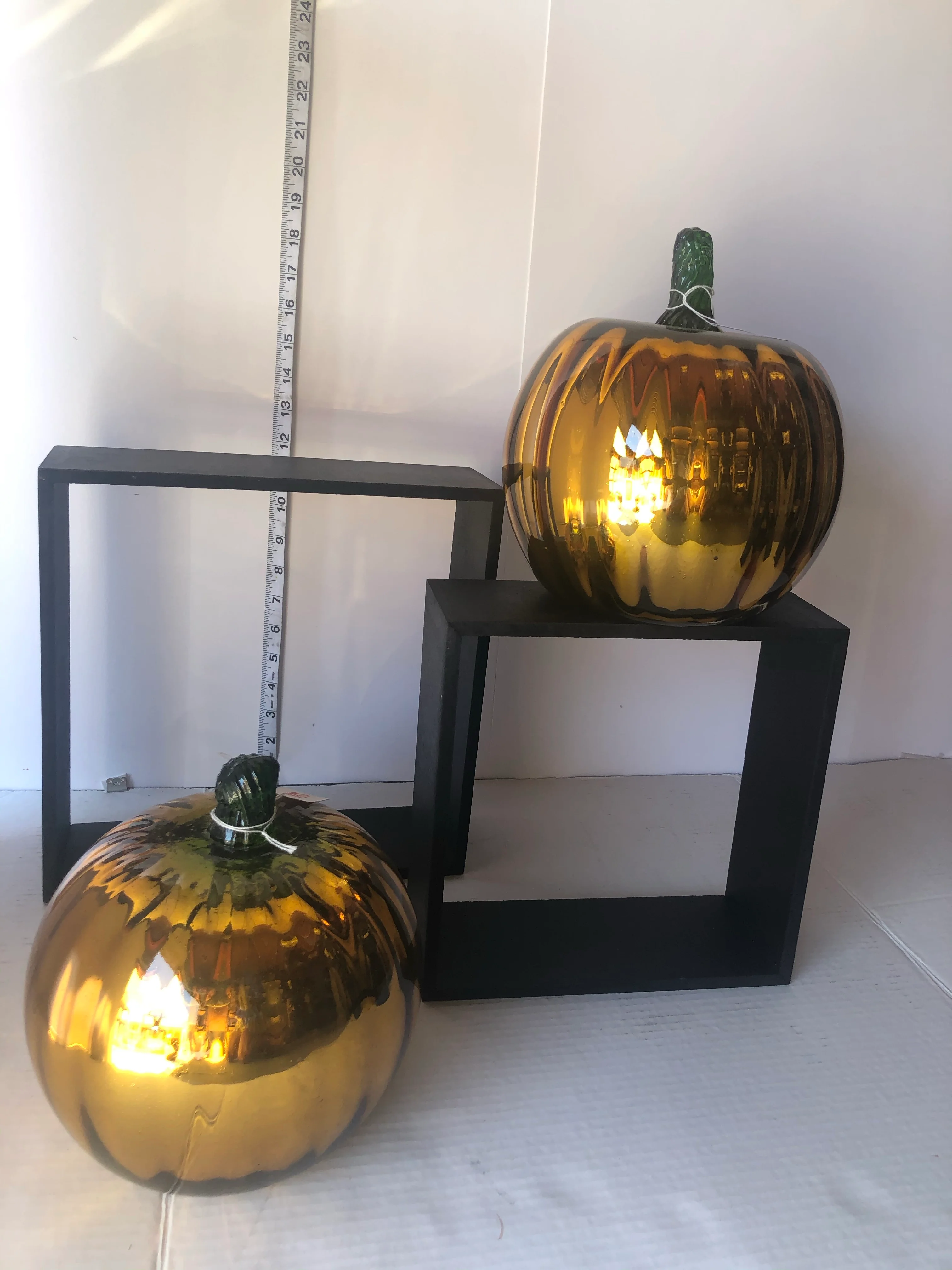 Blown Glass Decorative Pumpkins Metallic Blown Glass Silver - Image 6