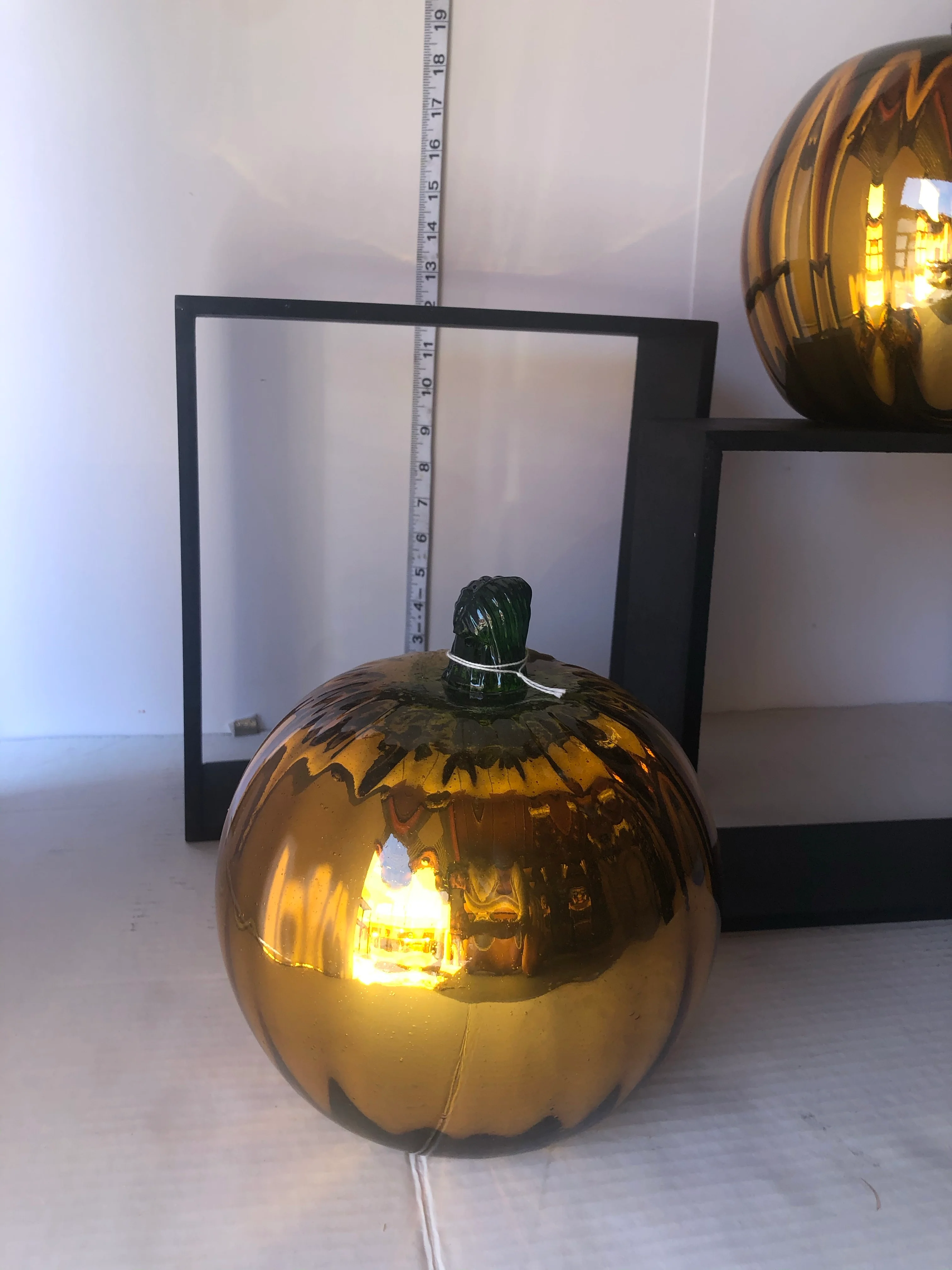 Blown Glass Decorative Pumpkins Metallic Blown Glass Silver - Image 7