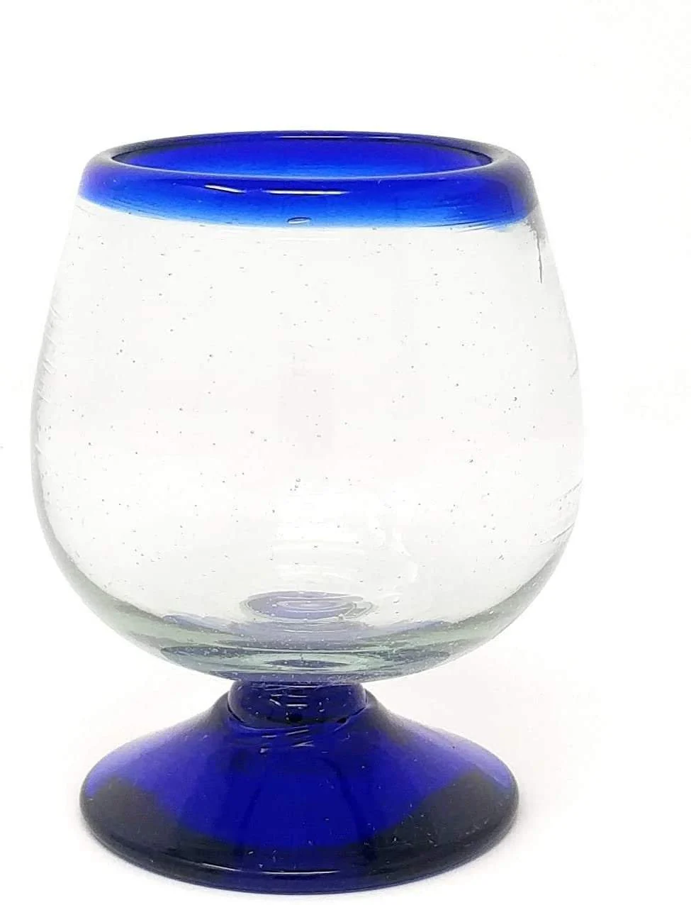 Cobalt Blue Rim Cognac Snifter Tequila Glasses - Set of 4 (7 oz each) - Image 6