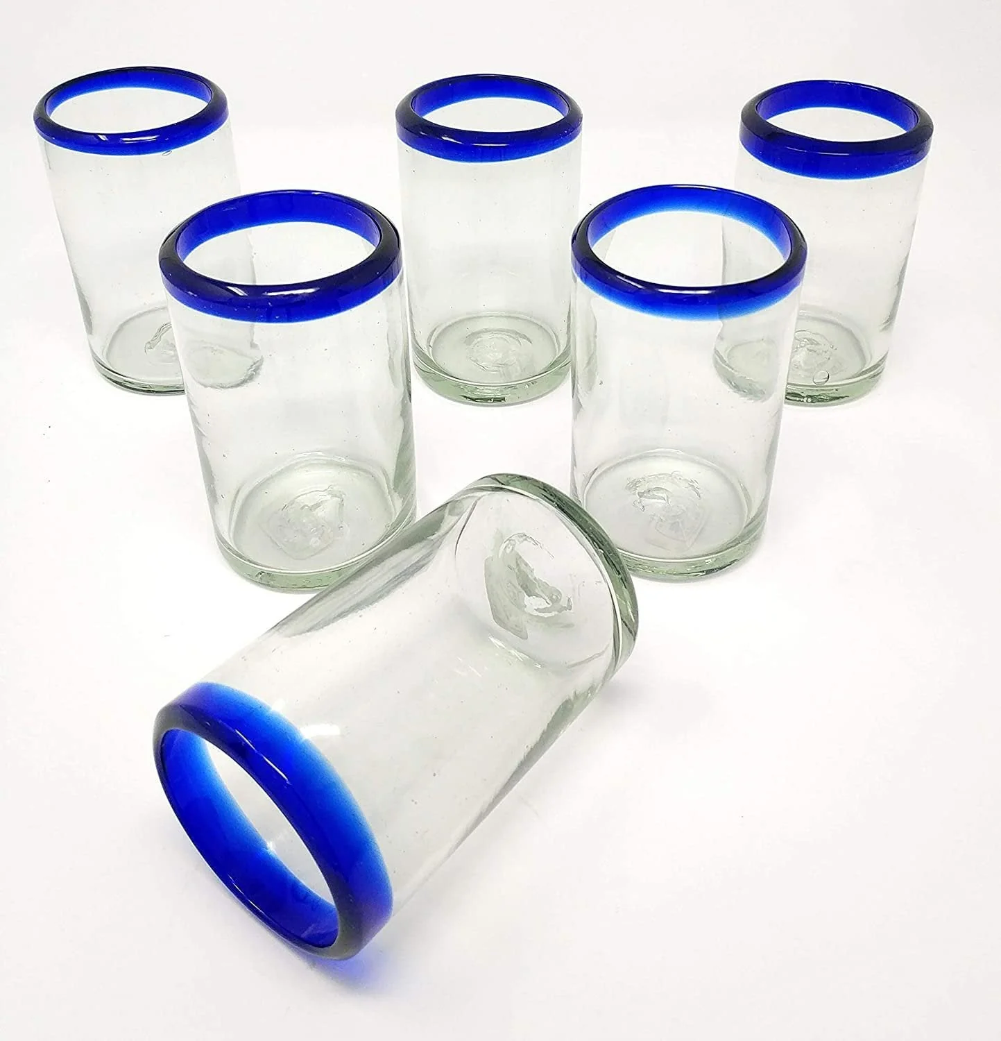 Cobalt Blue Rim Juice Glasses - Set of 6 (8 oz each) - Image 3
