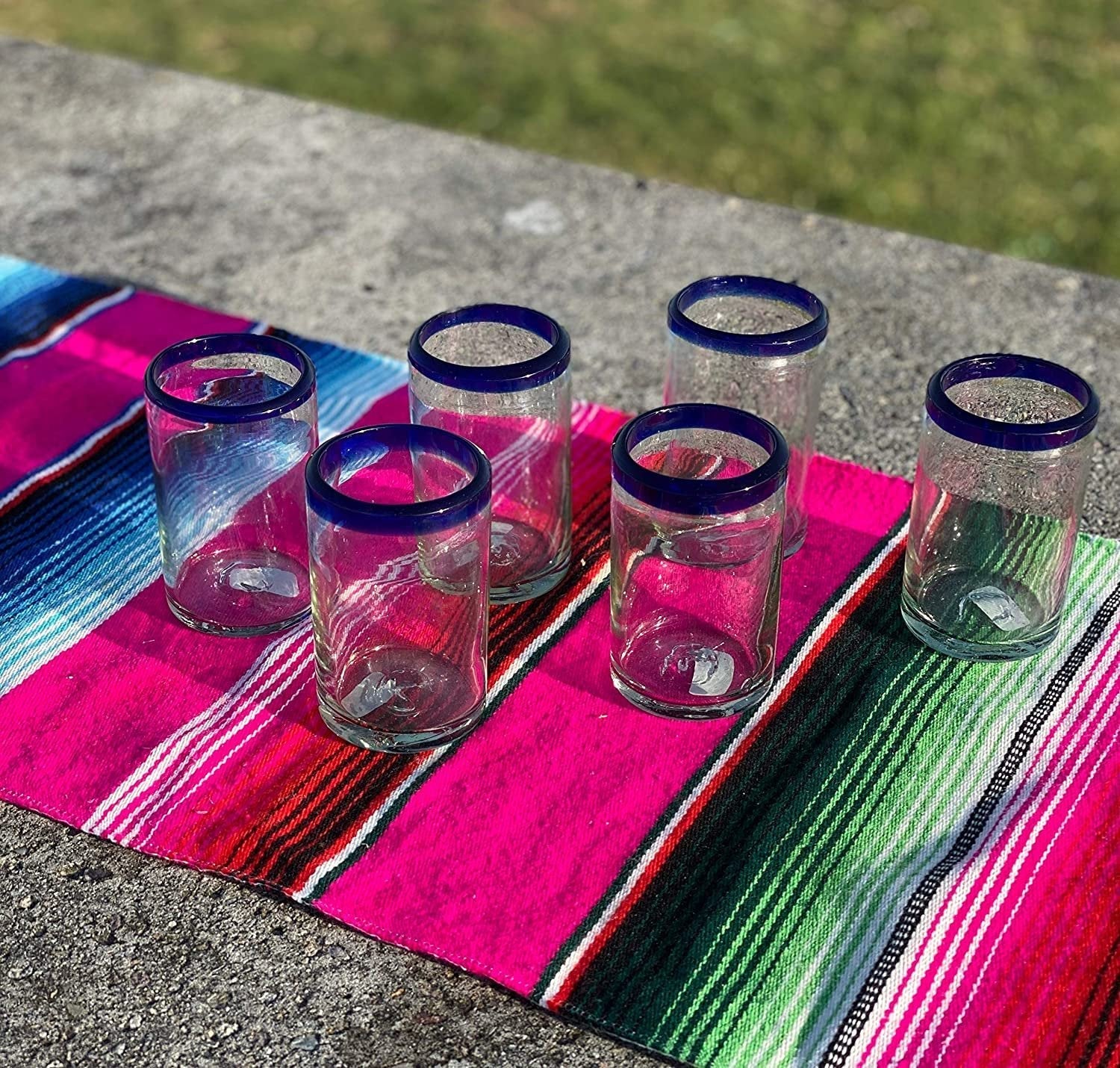 Cobalt Blue Rim Juice Glasses - Set of 6 (8 oz each) - Image 7