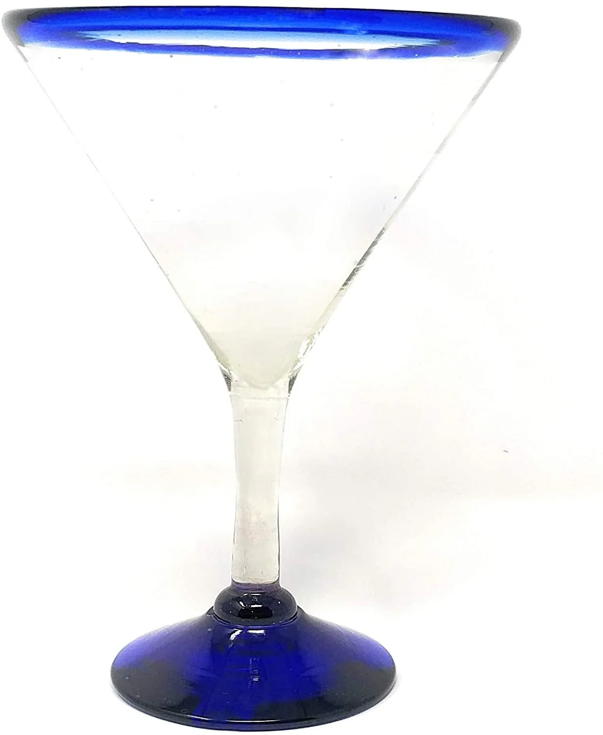 Cobalt Blue Rim Modern Margarita Glasses - Martini Style - Set of 4 (12 oz each) - Image 5