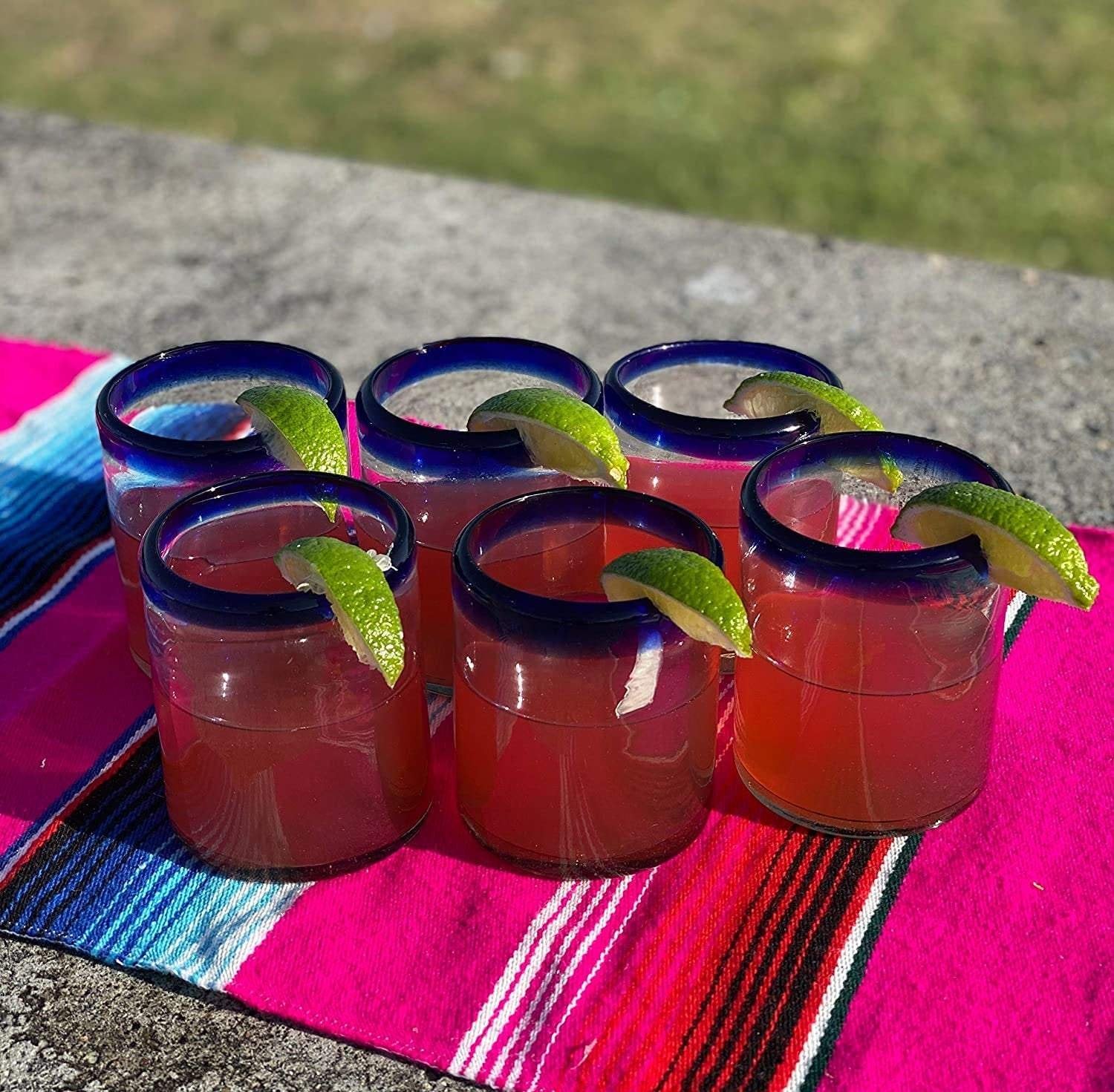 Cobalt Blue Rim Tumbler Glasses - Set of 6 (10 oz each) - Image 2