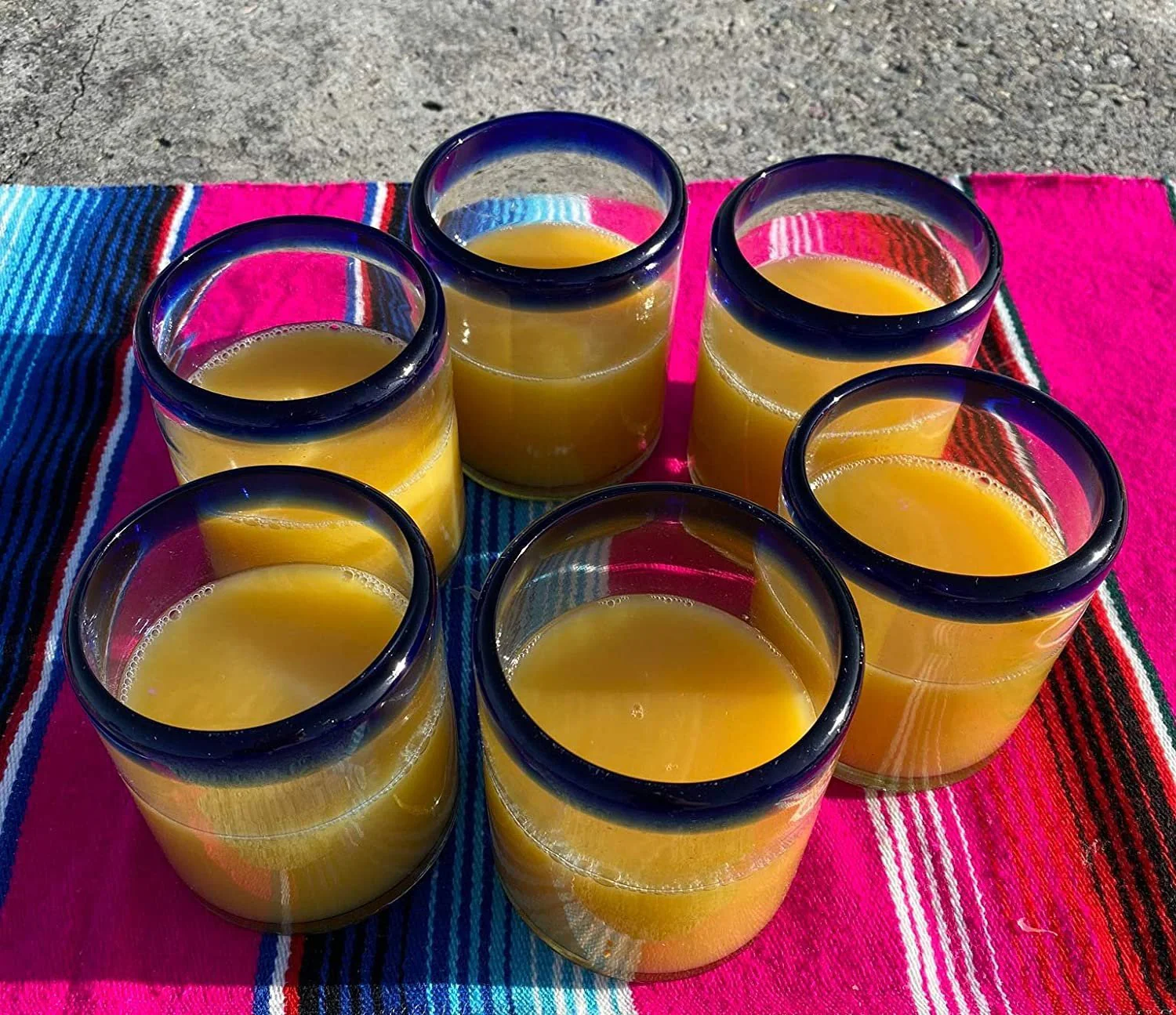 Cobalt Blue Rim Tumbler Glasses - Set of 6 (10 oz each) - Image 5