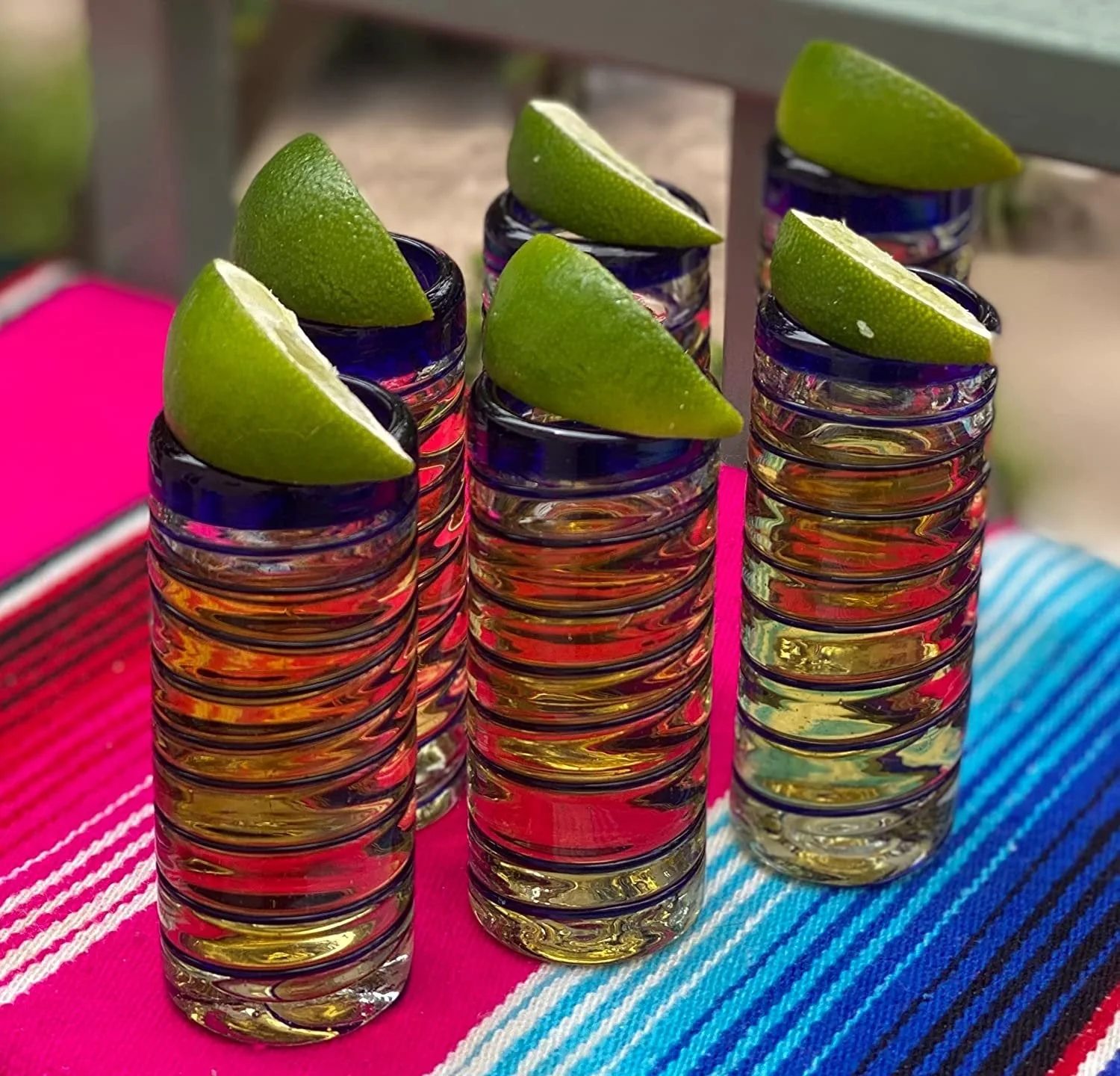 Cobalt Blue Spiral Tequila Shot Glasses - Set of 6 (2 oz each) - Image 3
