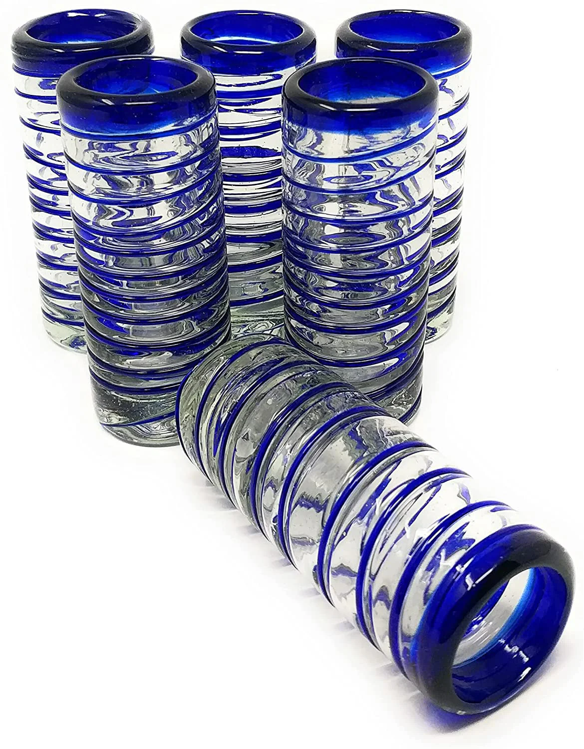 Cobalt Blue Spiral Tequila Shot Glasses - Set of 6 (2 oz each) - Image 4