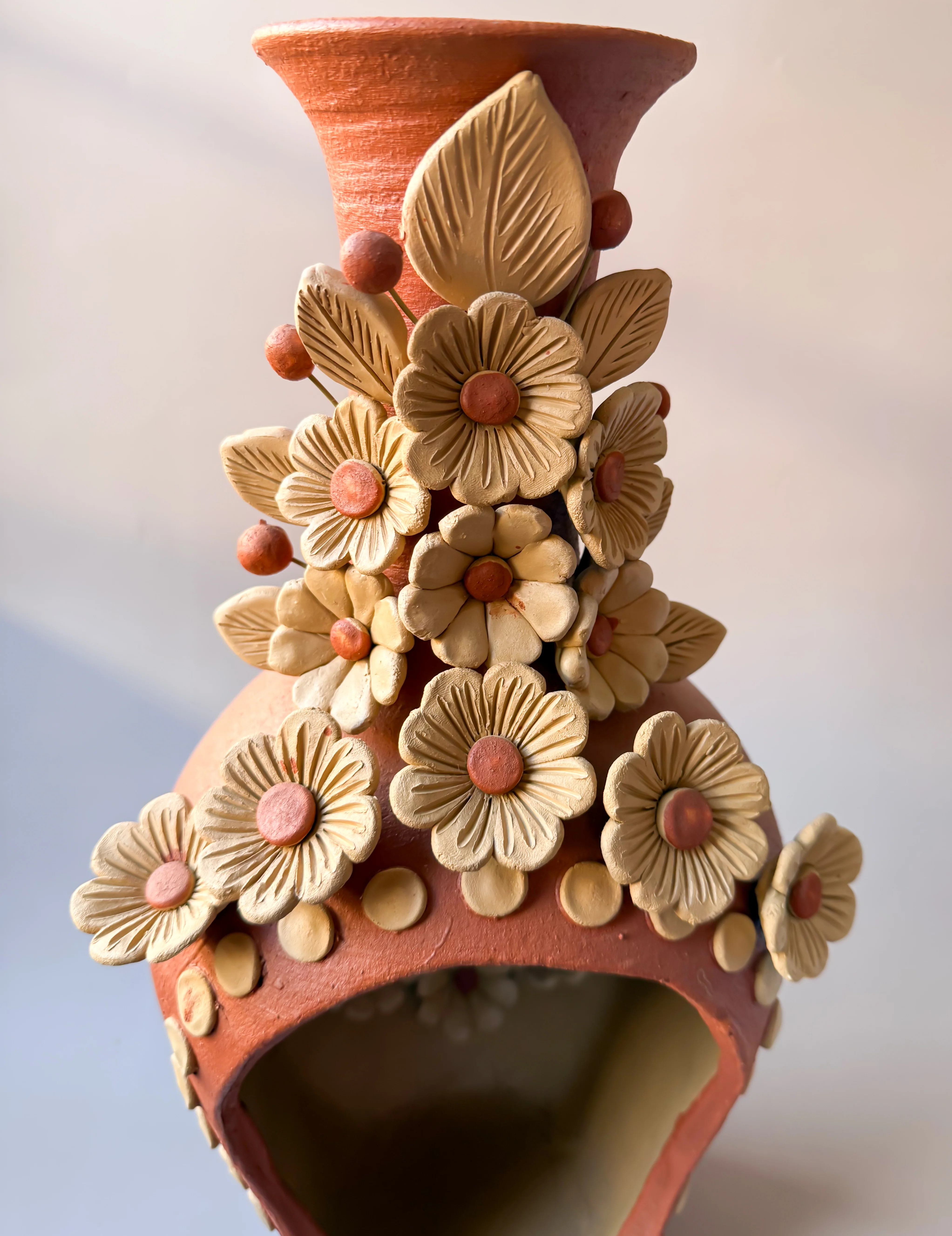 Oaxaca Pottery Large 16" Chimney - Chimenea Barro Bordado - Image 3