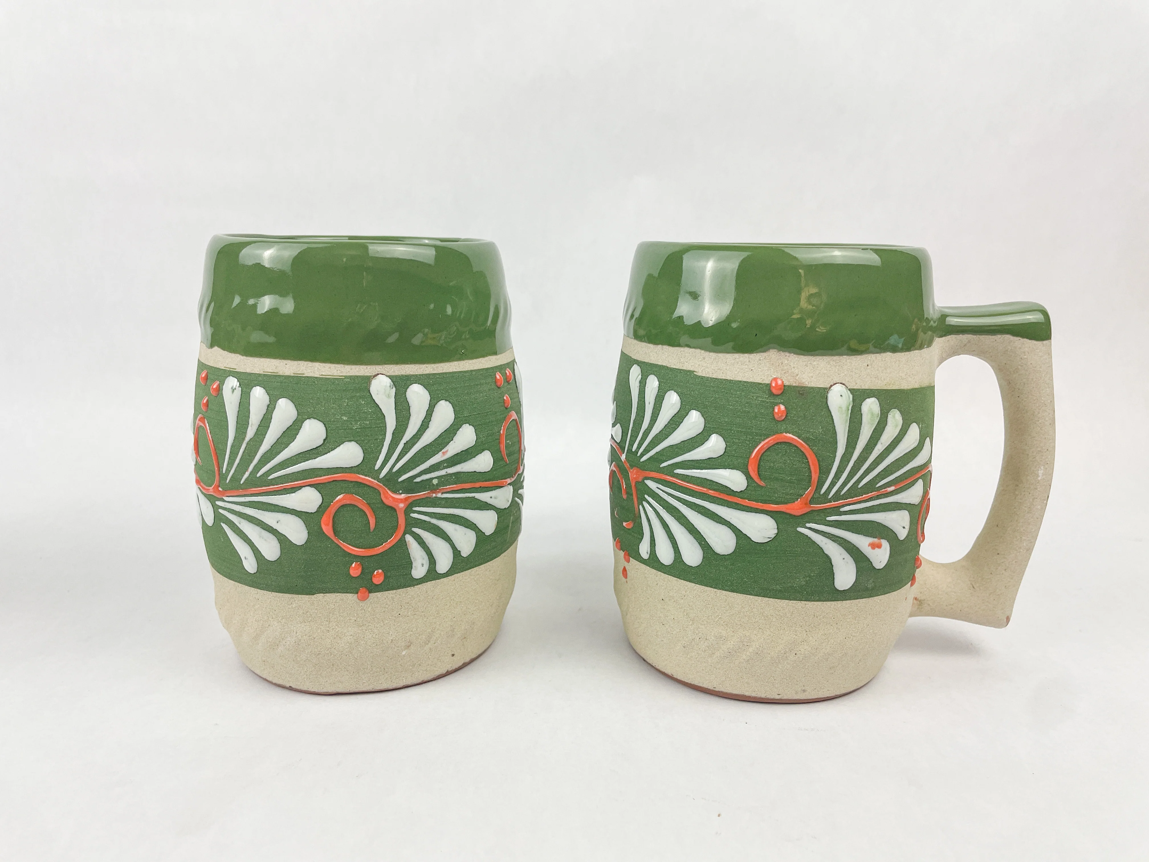 Engobe Mexican Clay Beer Steins 2 Pcs - Taza Grande Barro - Image 4
