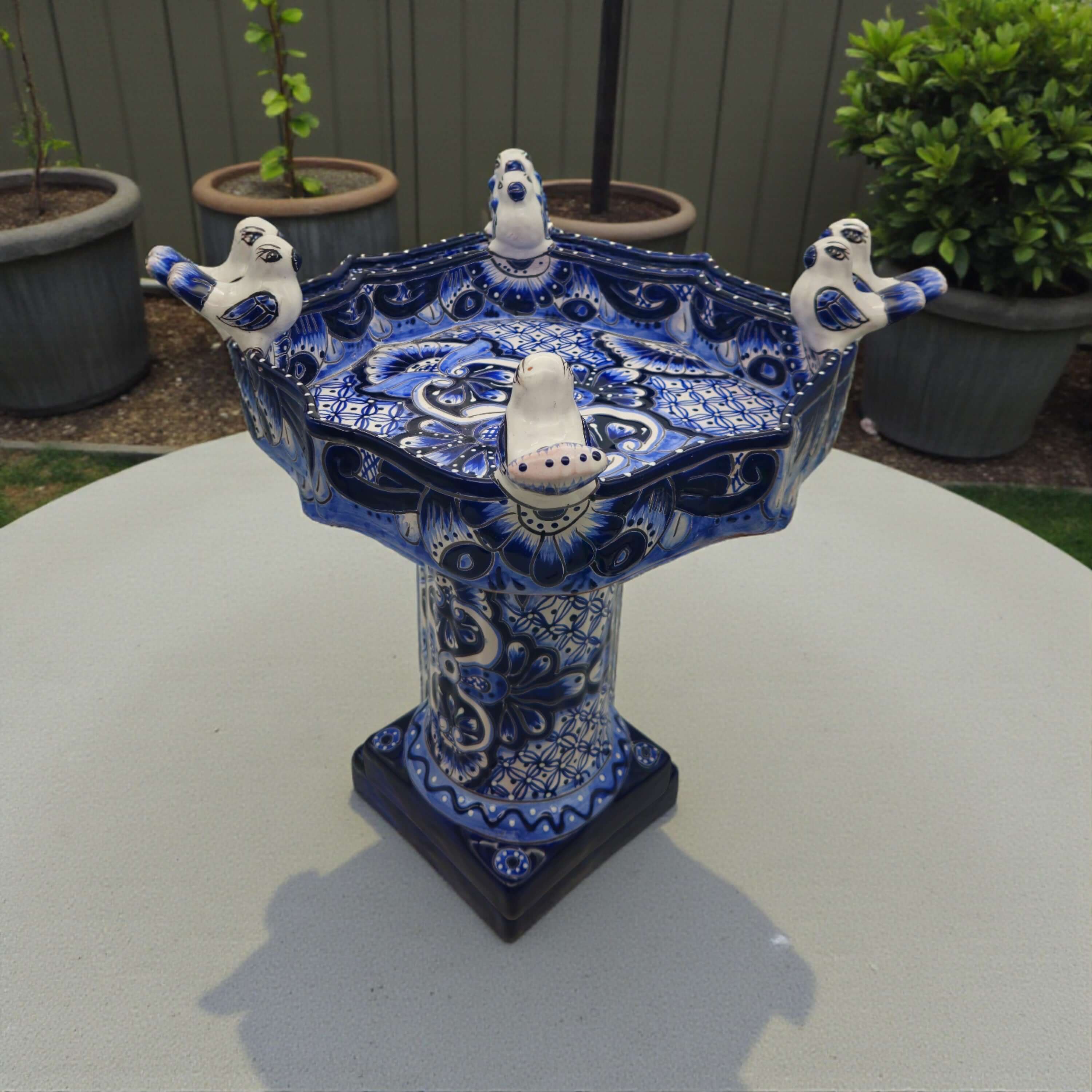 Colorful Talavera Bird Bath | Hand-Painted Ceramic Garden Art - Image 2