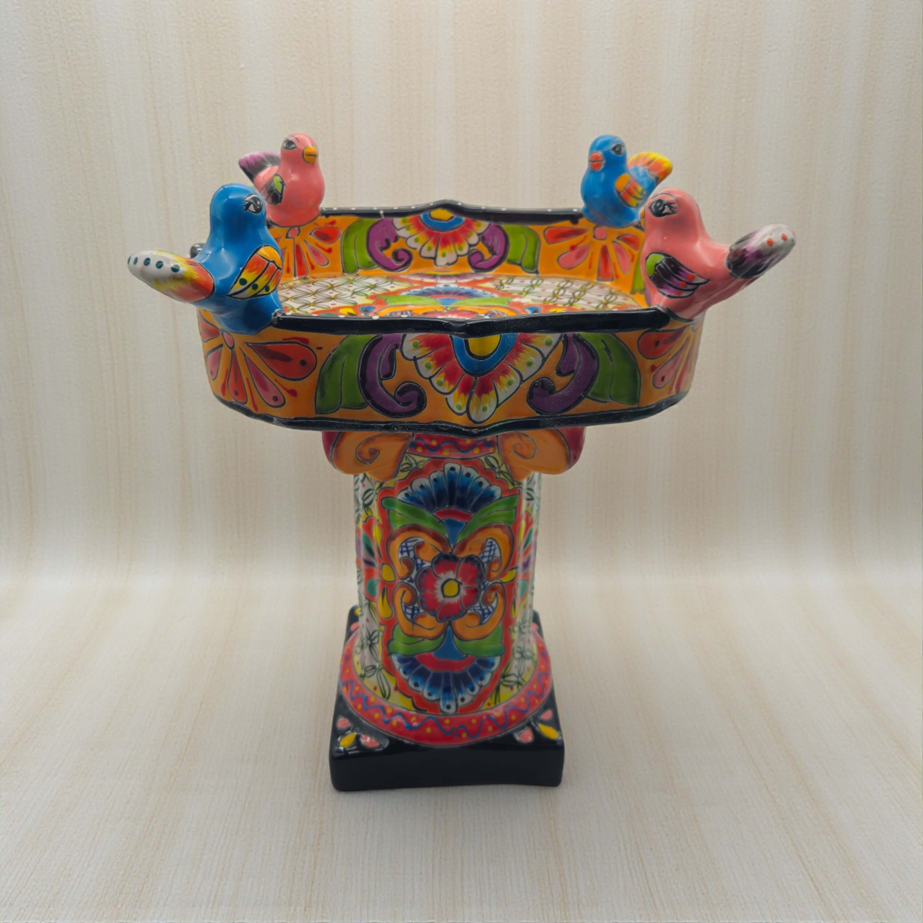 Colorful Talavera Bird Bath | Hand-Painted Ceramic Garden Art - Image 3