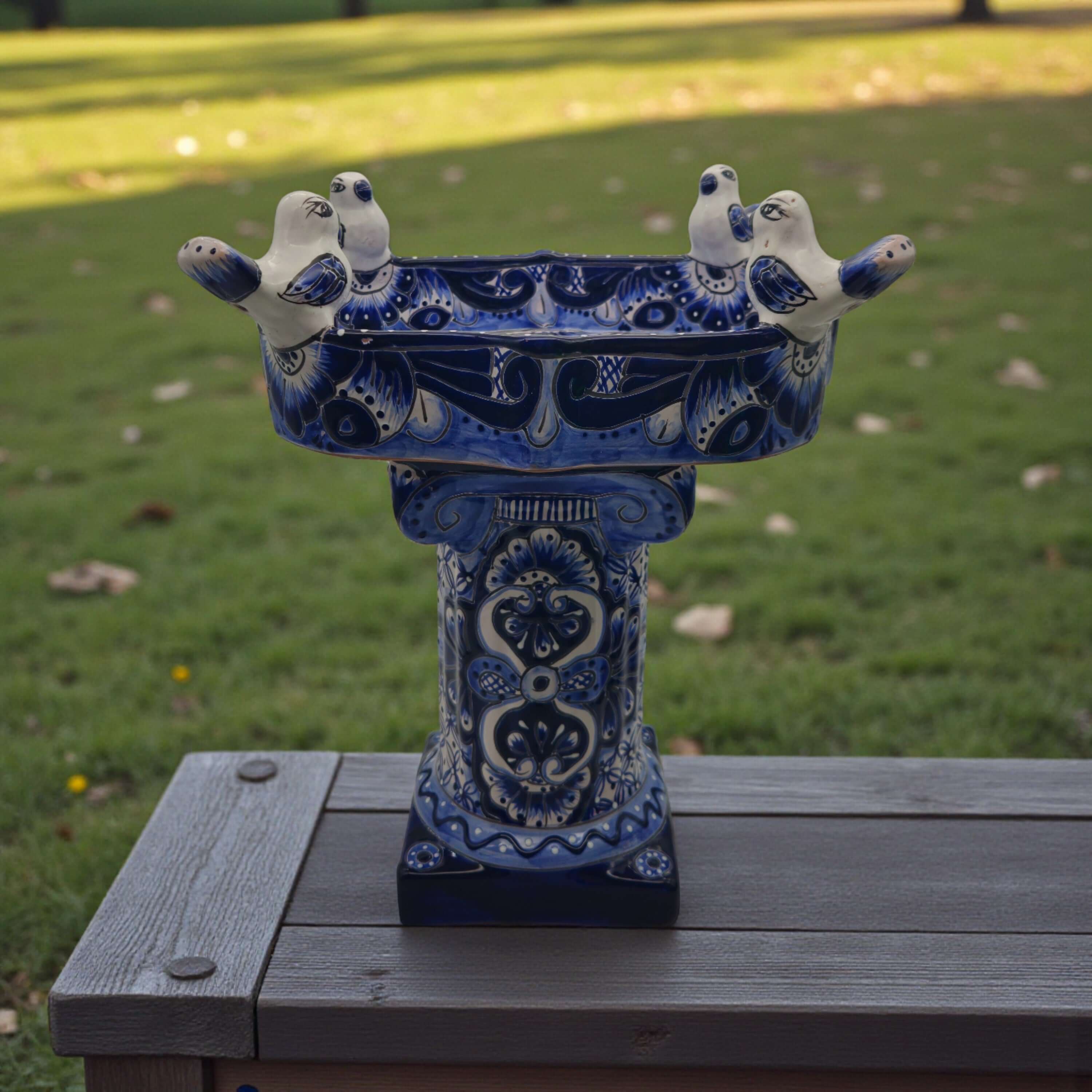 Colorful Talavera Bird Bath | Hand-Painted Ceramic Garden Art - Image 5