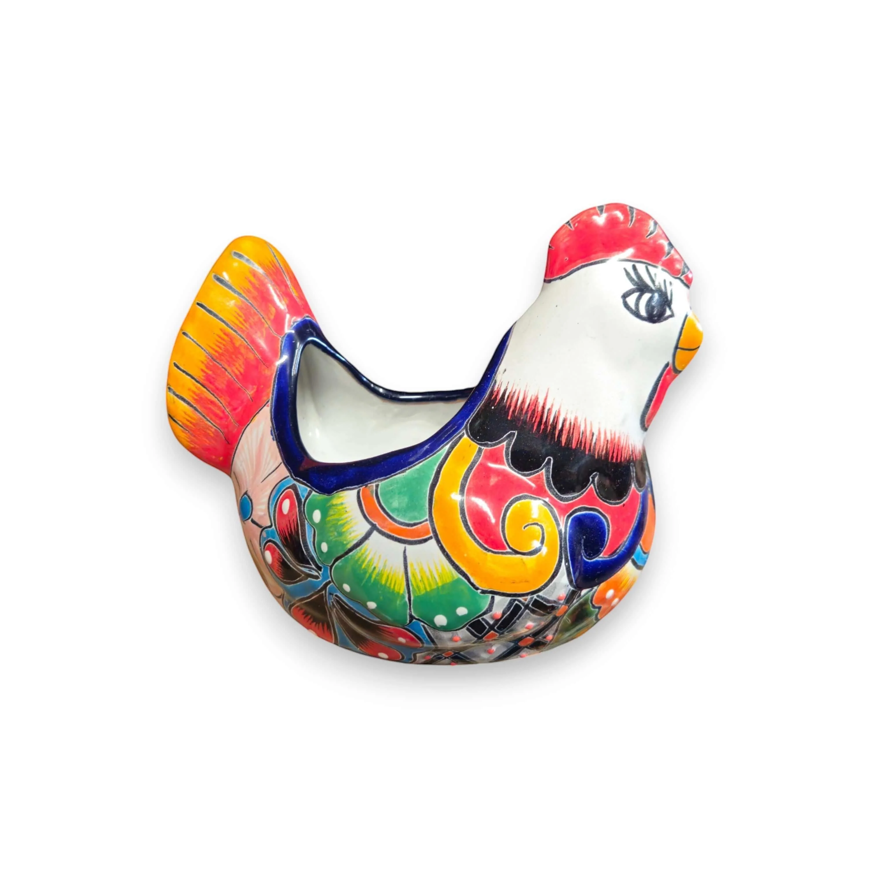 Colorful Talavera Chicken Planter | Mexican Ceramic Art - Image 6