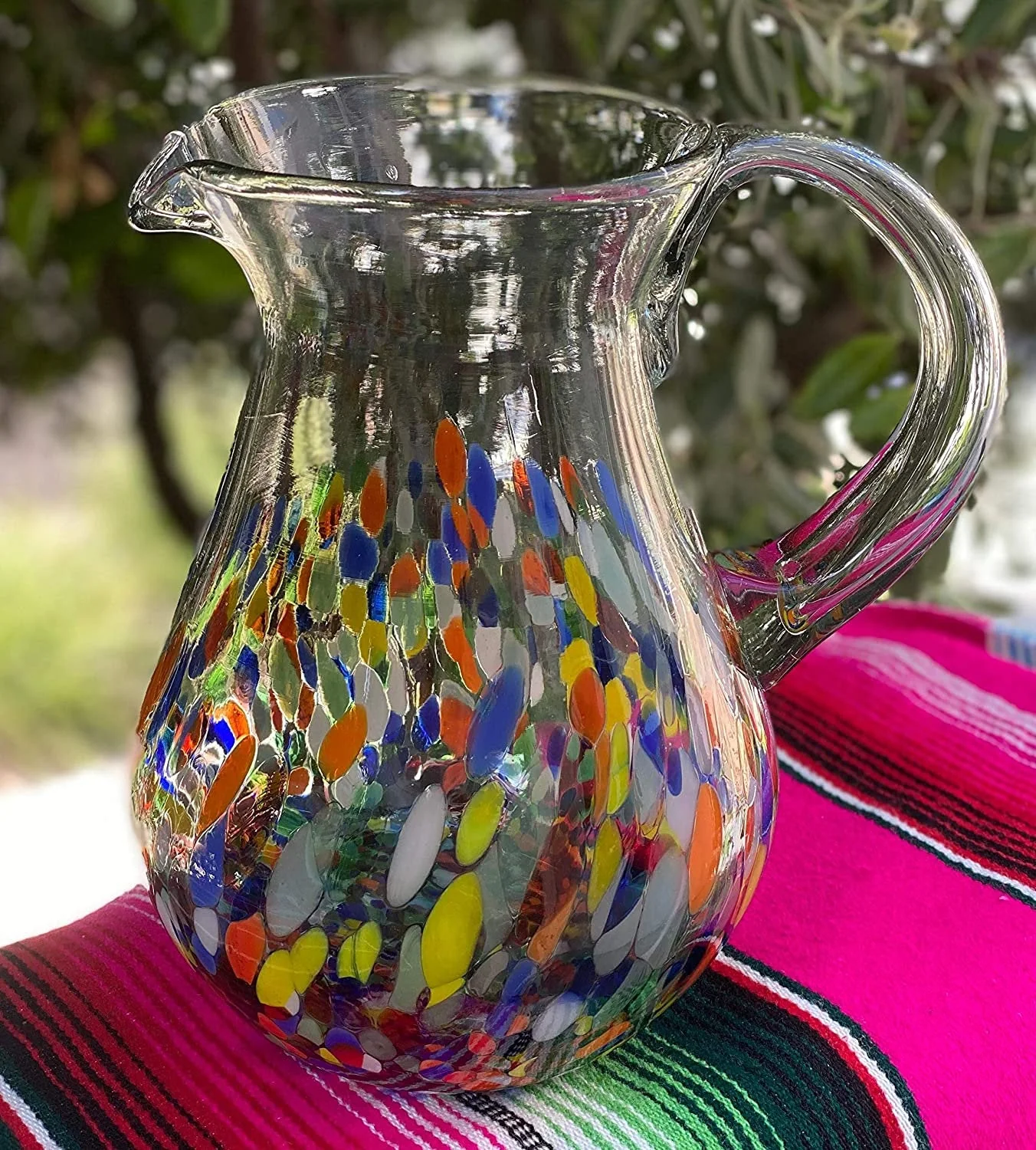 Confetti Carmen Design Glass Pitcher - Juice, Margaritas, Water, Lemonade (84 oz) - Image 4
